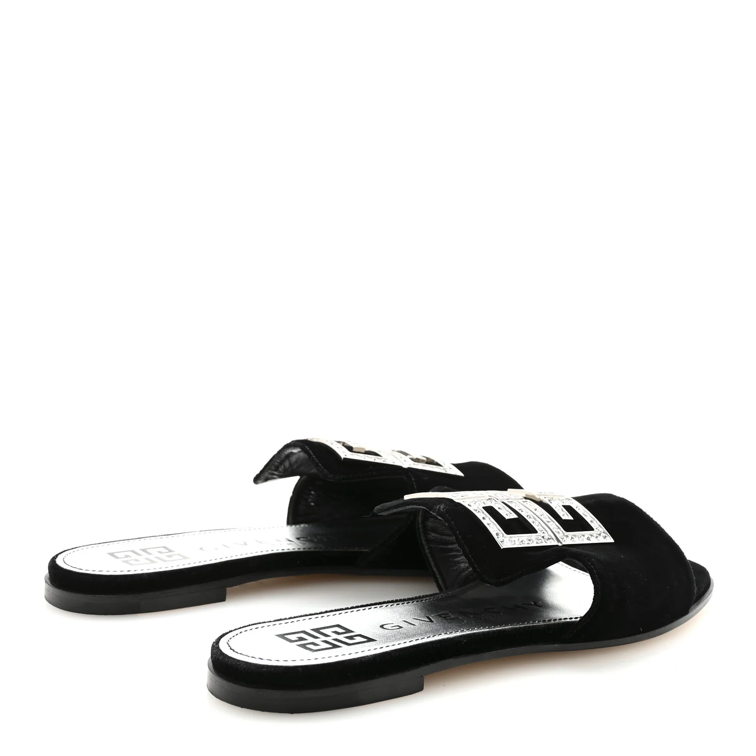 Velvet Crystal 4G Flat Sandals 36.5 Black - Image 5