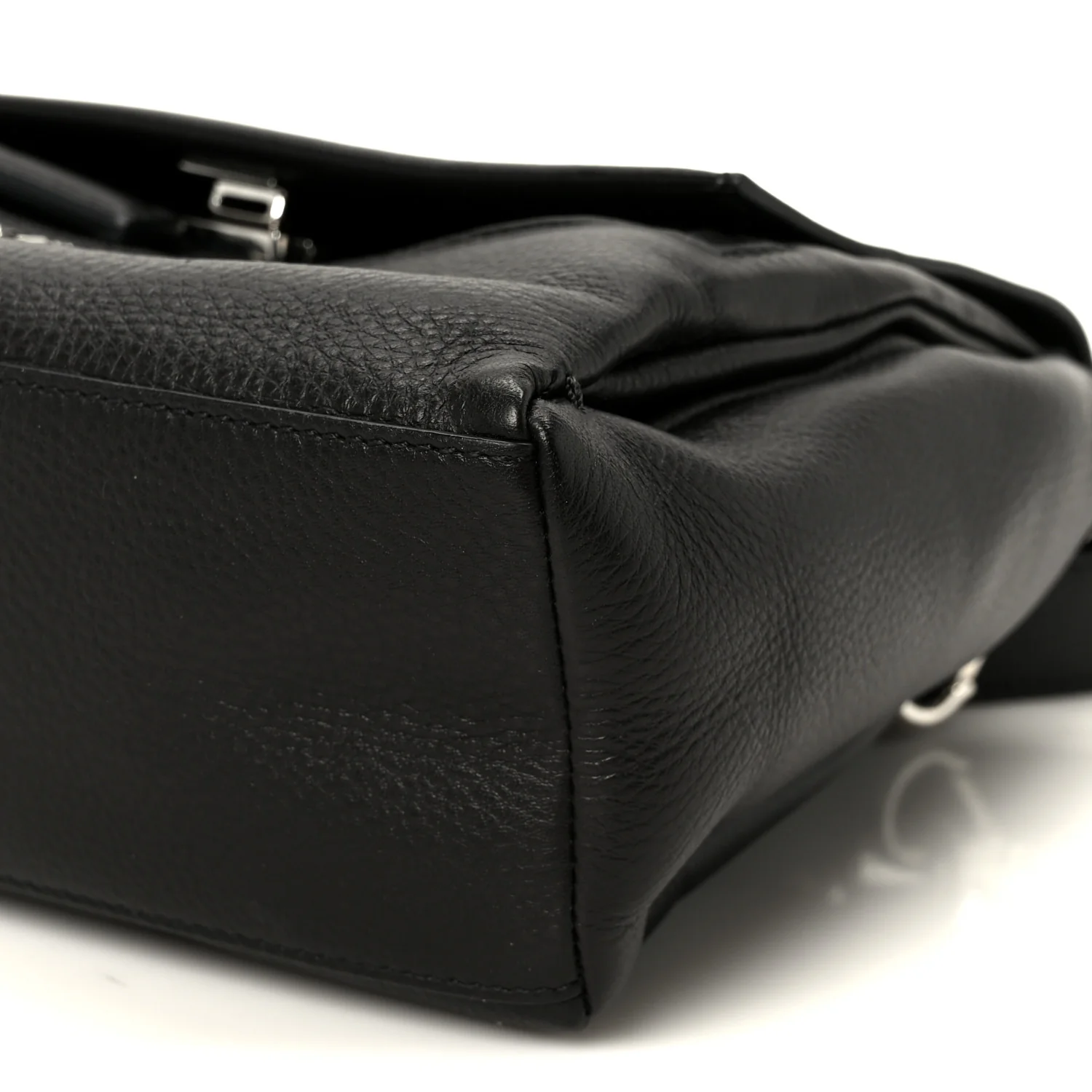 Waxy Grained Calfskin Mini Pandora Pure Flap Bag Black - Image 11