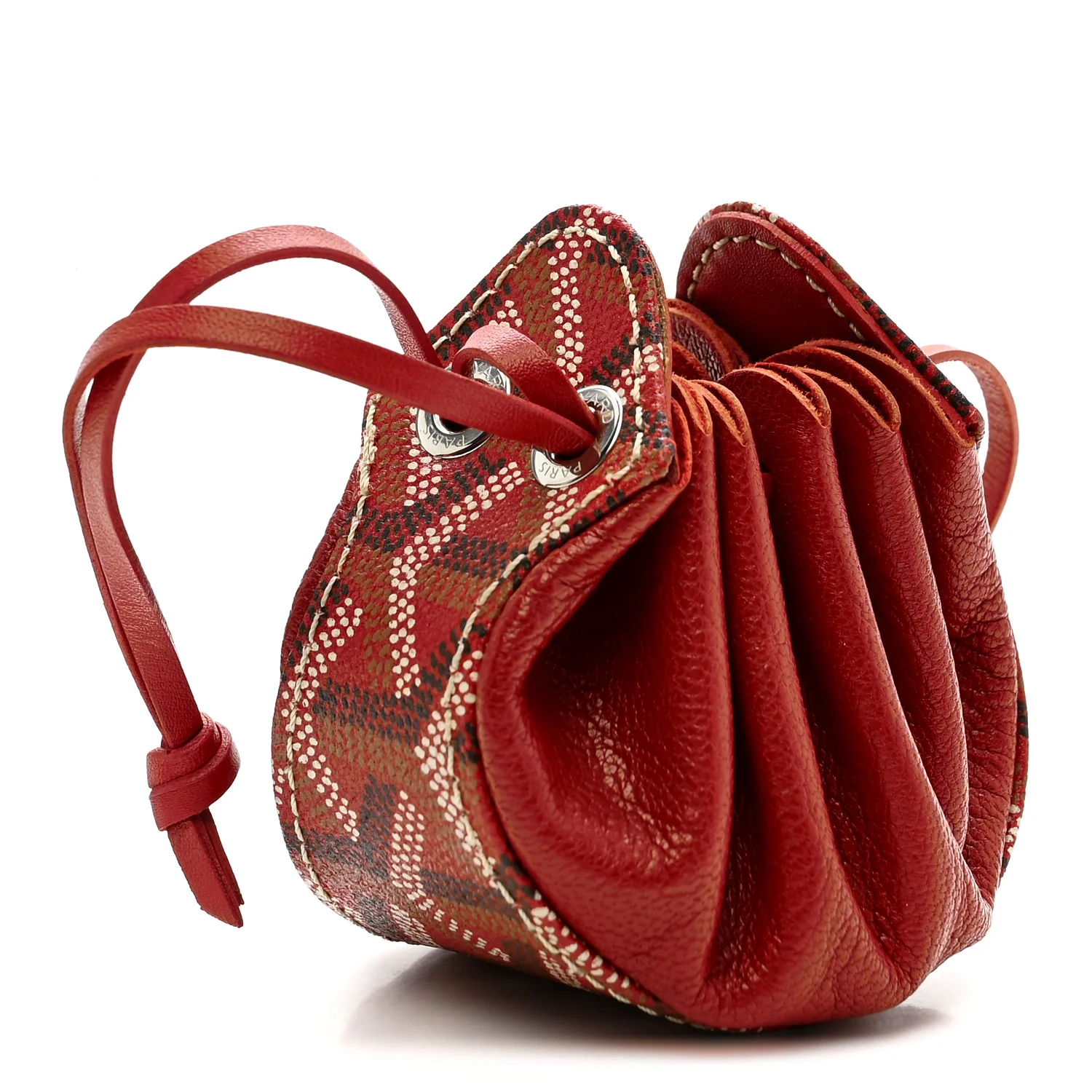Goyardine Drawstring Coin Pouch Red - Image 3