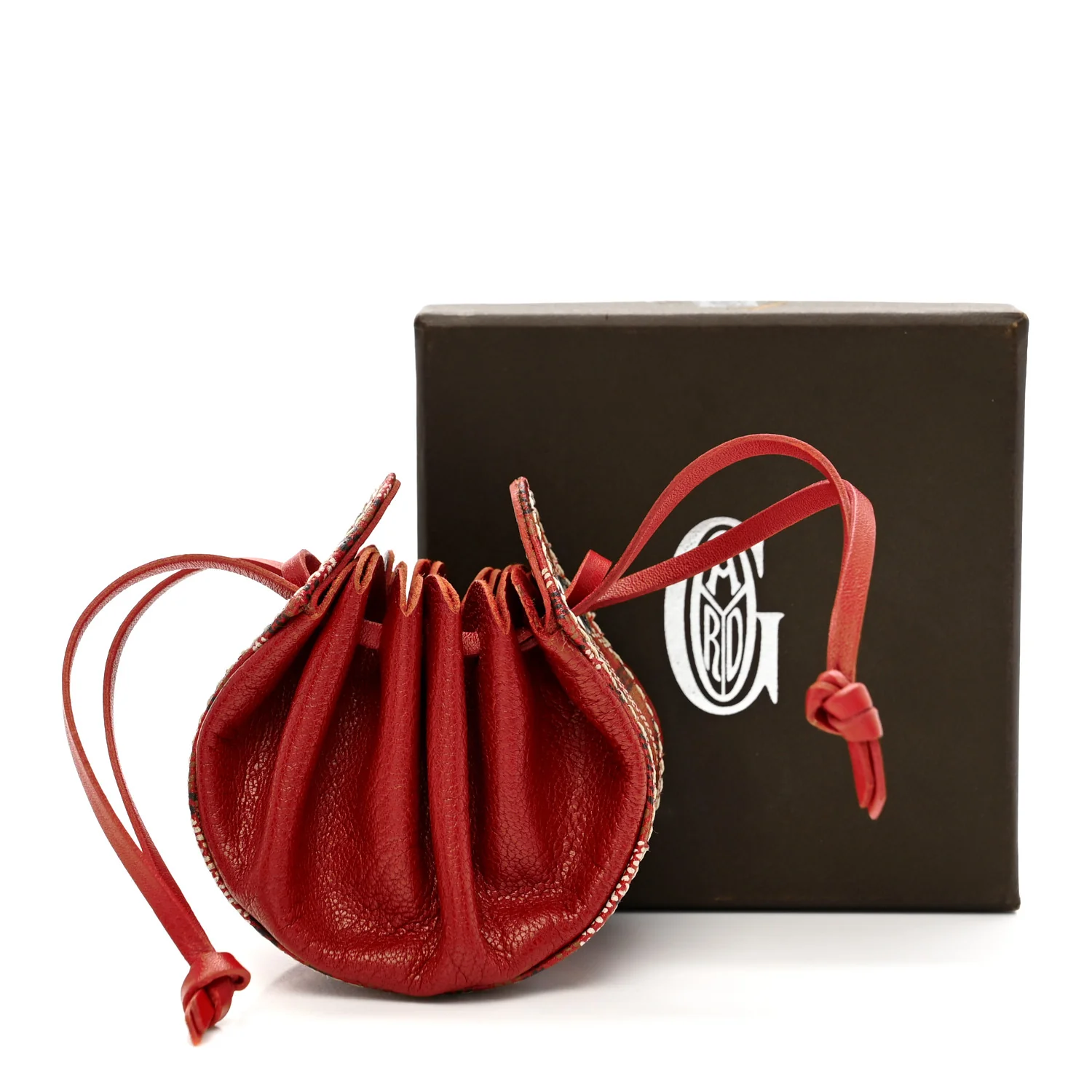 Goyardine Drawstring Coin Pouch Red - Image 8