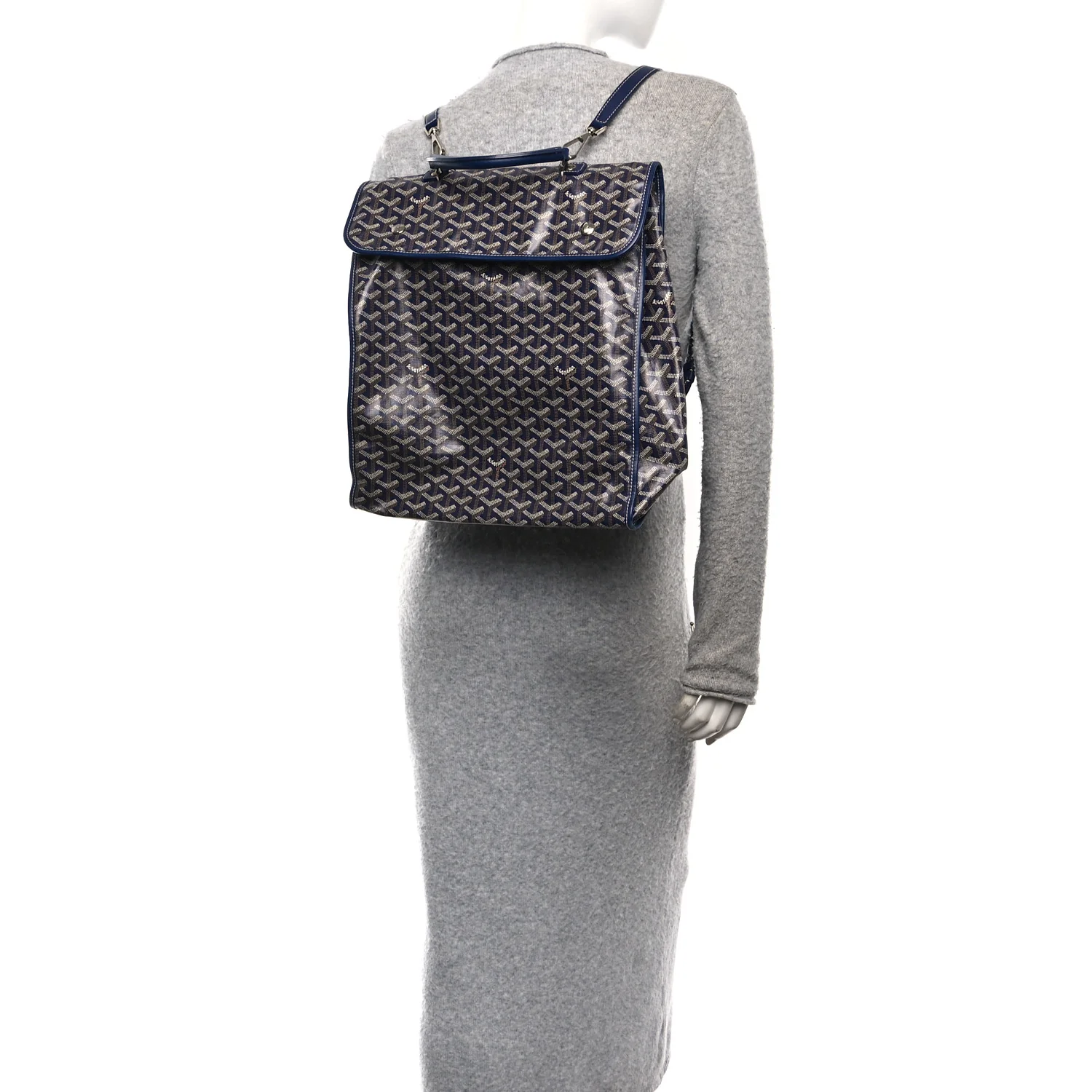 Goyardine Saint Leger Soft Briefcase Backpack Navy - Image 2