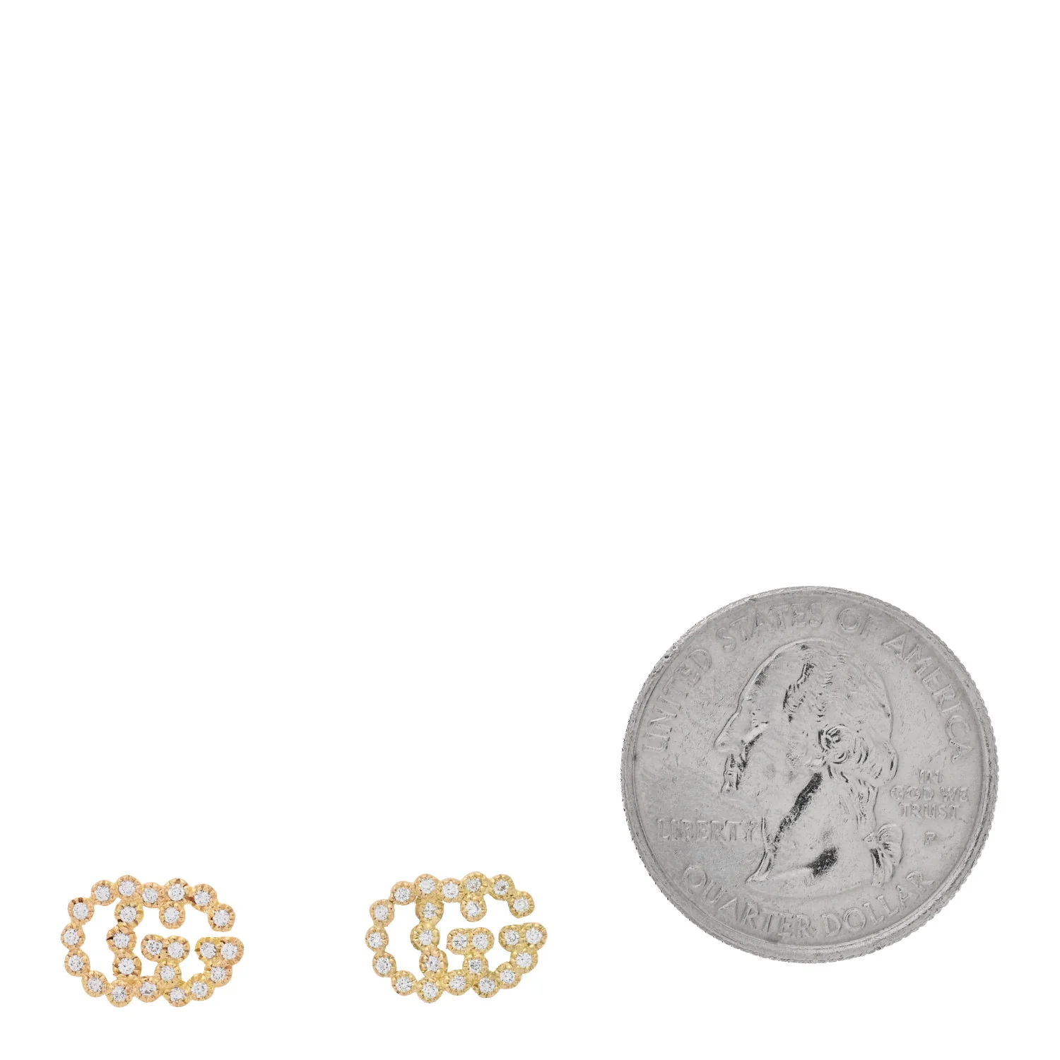 18K Yellow Gold Diamond Running G Earrings - Image 2