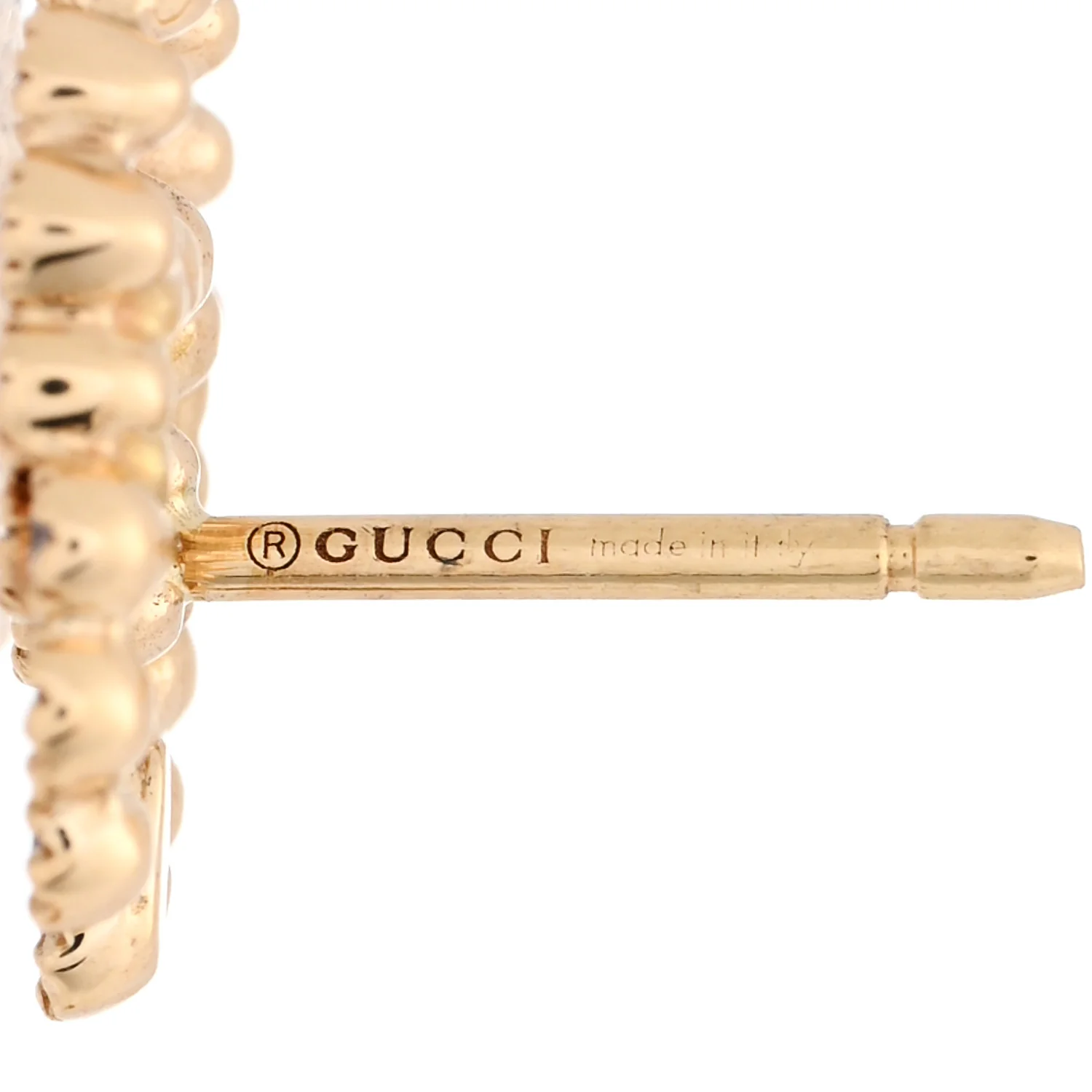18K Yellow Gold Diamond Running G Earrings - Image 4