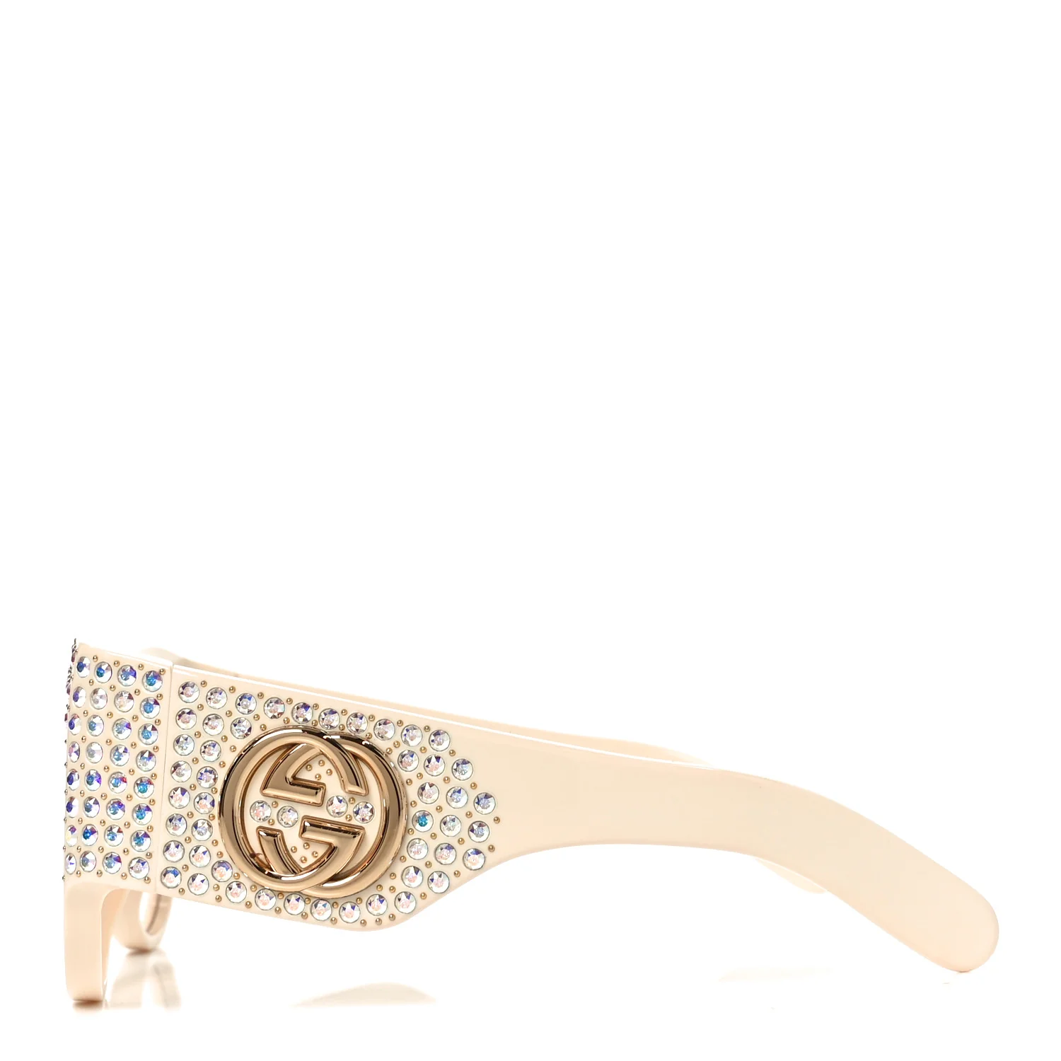 Acetate Crystal Oversize Hollywood Forever Sunglasses GG0144S Ivory - Image 3
