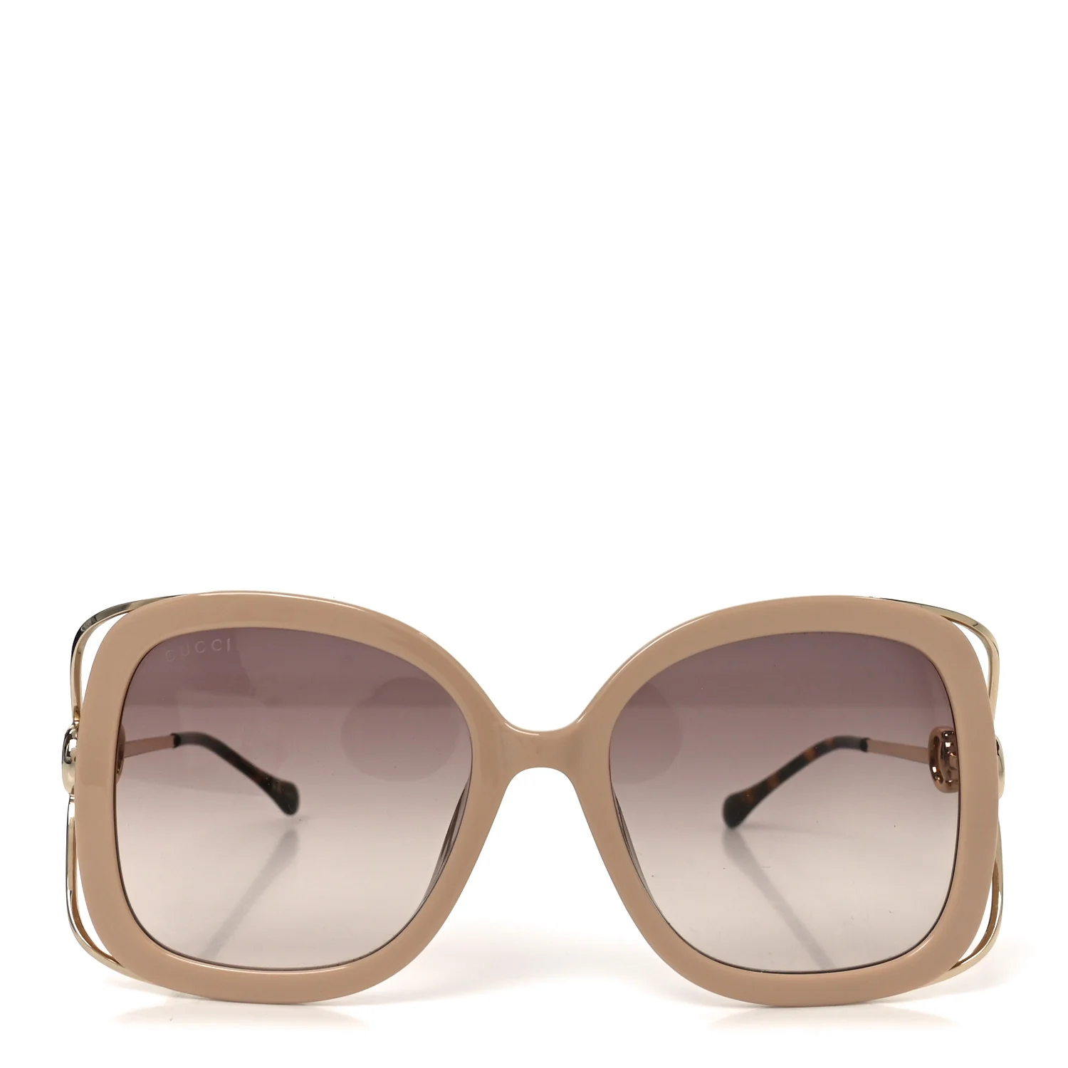 Acetate Horsebit Square Frame Sunglasses GG1021S Pink Tortoise - Image 2