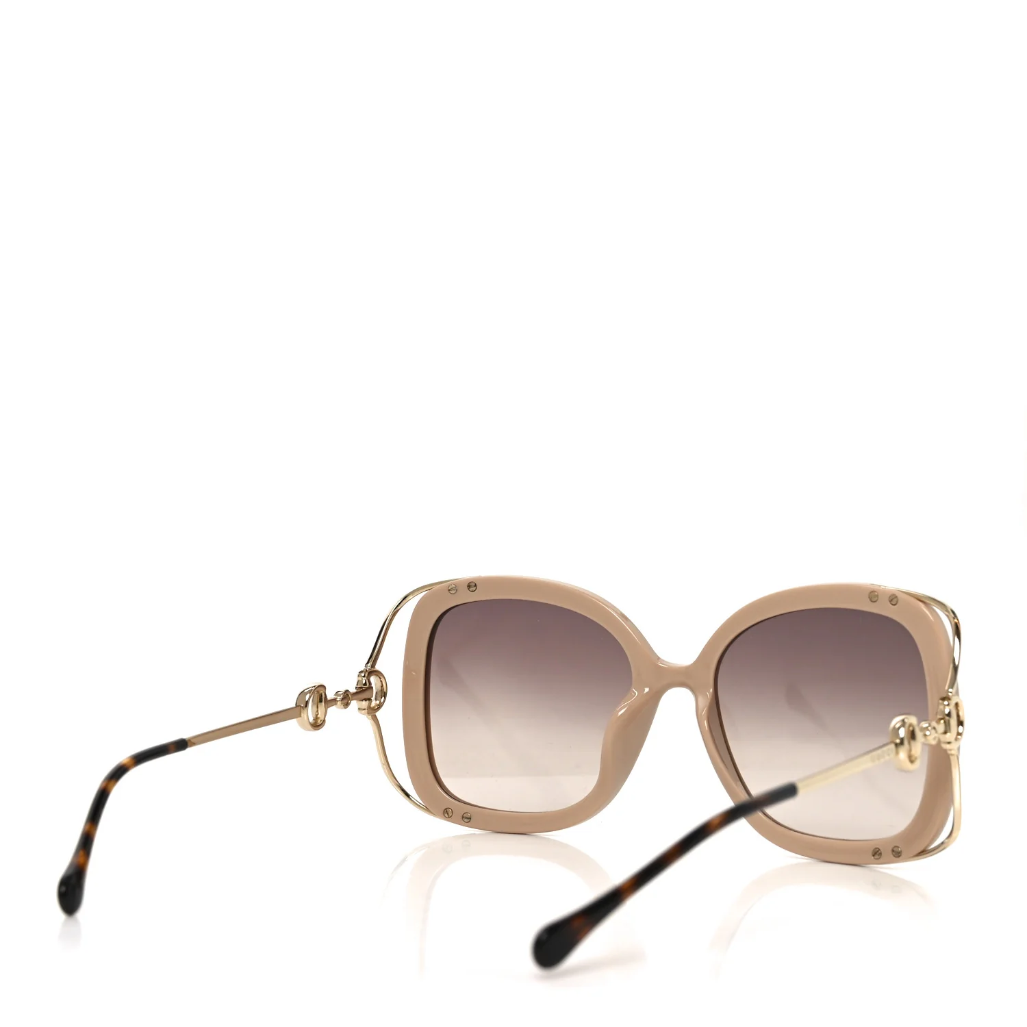 Acetate Horsebit Square Frame Sunglasses GG1021S Pink Tortoise - Image 4
