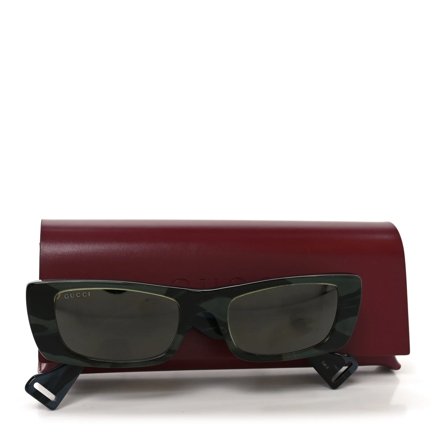 Acetate Rectangular GG0516S Sunglasses Green Bronze - Image 7