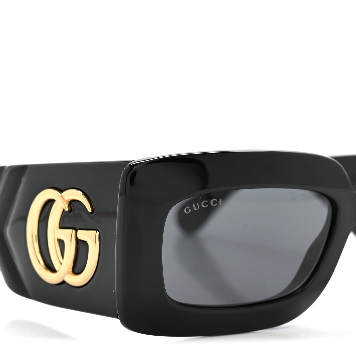 Acetate Rectangular Sunglasses GG0811S Black - Image 7