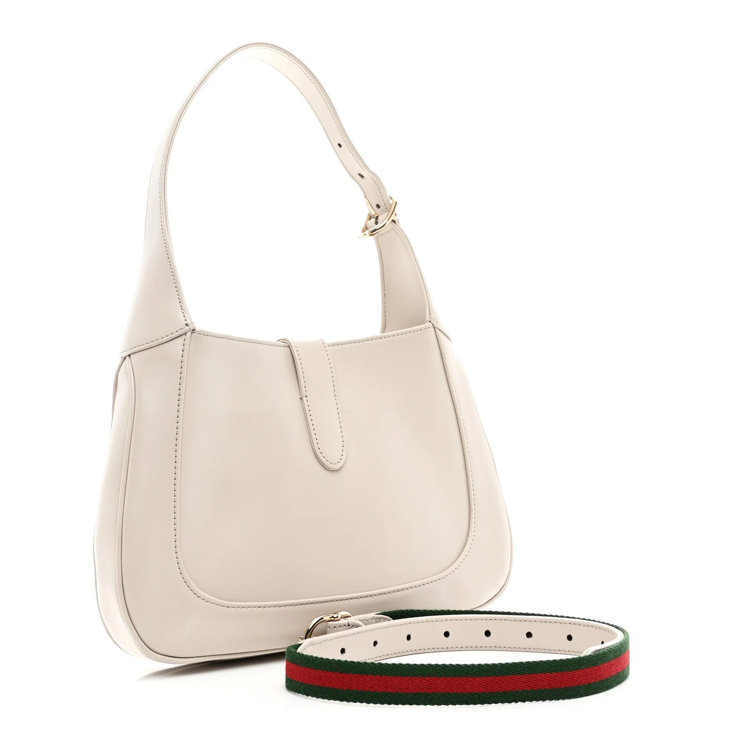 Ancora Calfskin Web Small Jackie Shoulder Bag Light Grey - Image 3