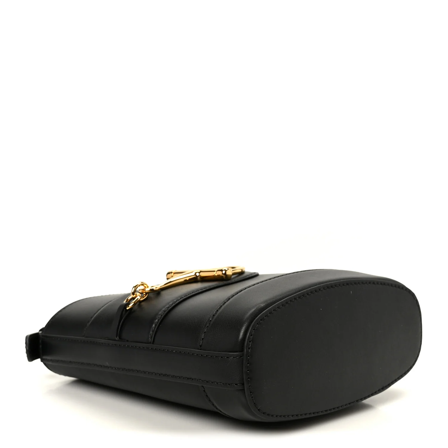 Arabella Calfskin Horsebit 73 Medium Bucket Bag Black - Image 4
