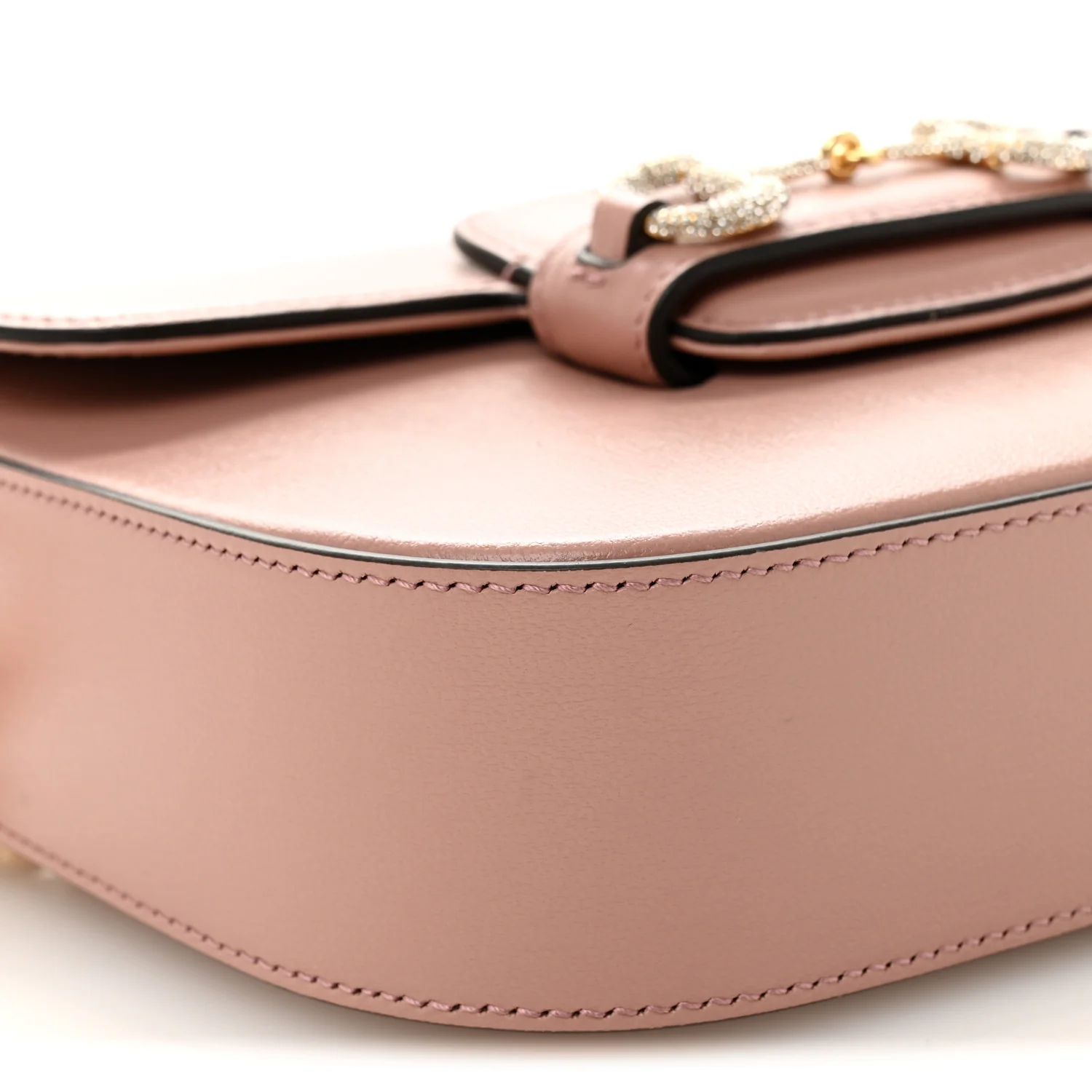 Azalea Calfskin Crystal GG Monogram Mini Horsebit 1955 Shoulder Bag Dusty Rose - Image 9