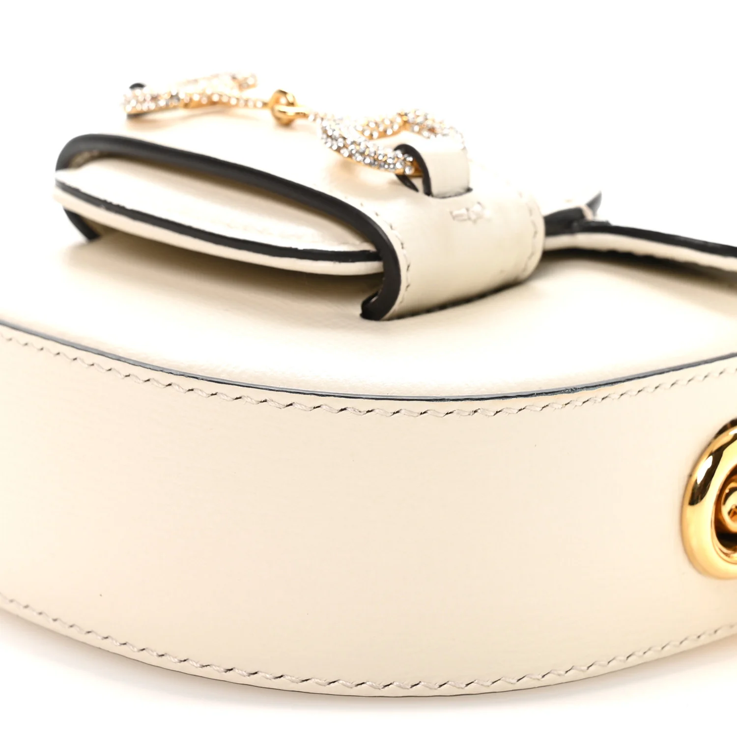 Azalea Calfskin Crystal GG Monogram Mini Horsebit 1955 Waist Bag Mystic White - Image 11