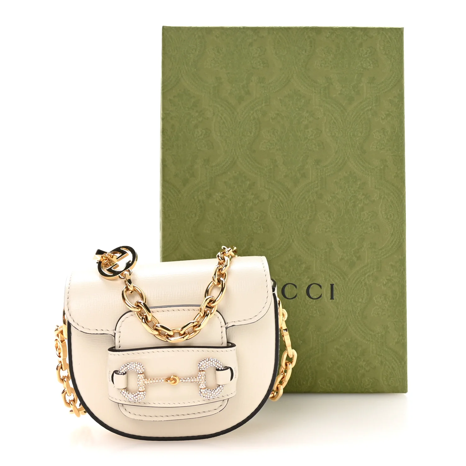 Azalea Calfskin Crystal GG Monogram Mini Horsebit 1955 Waist Bag Mystic White - Image 12