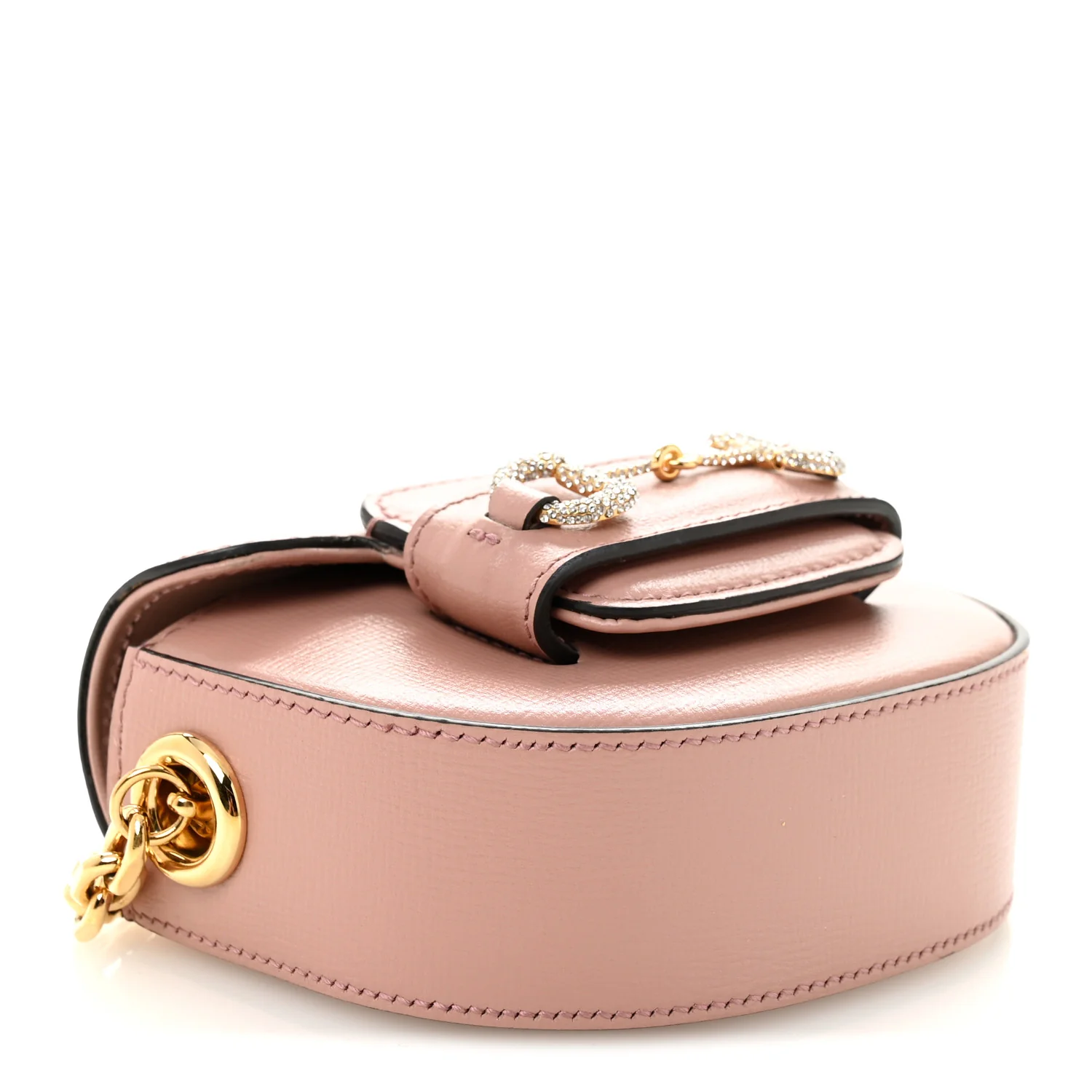 Azalea Calfskin Crystal GG Monogram Mini Horsebit 1955 Waist Bag Pink - Image 4