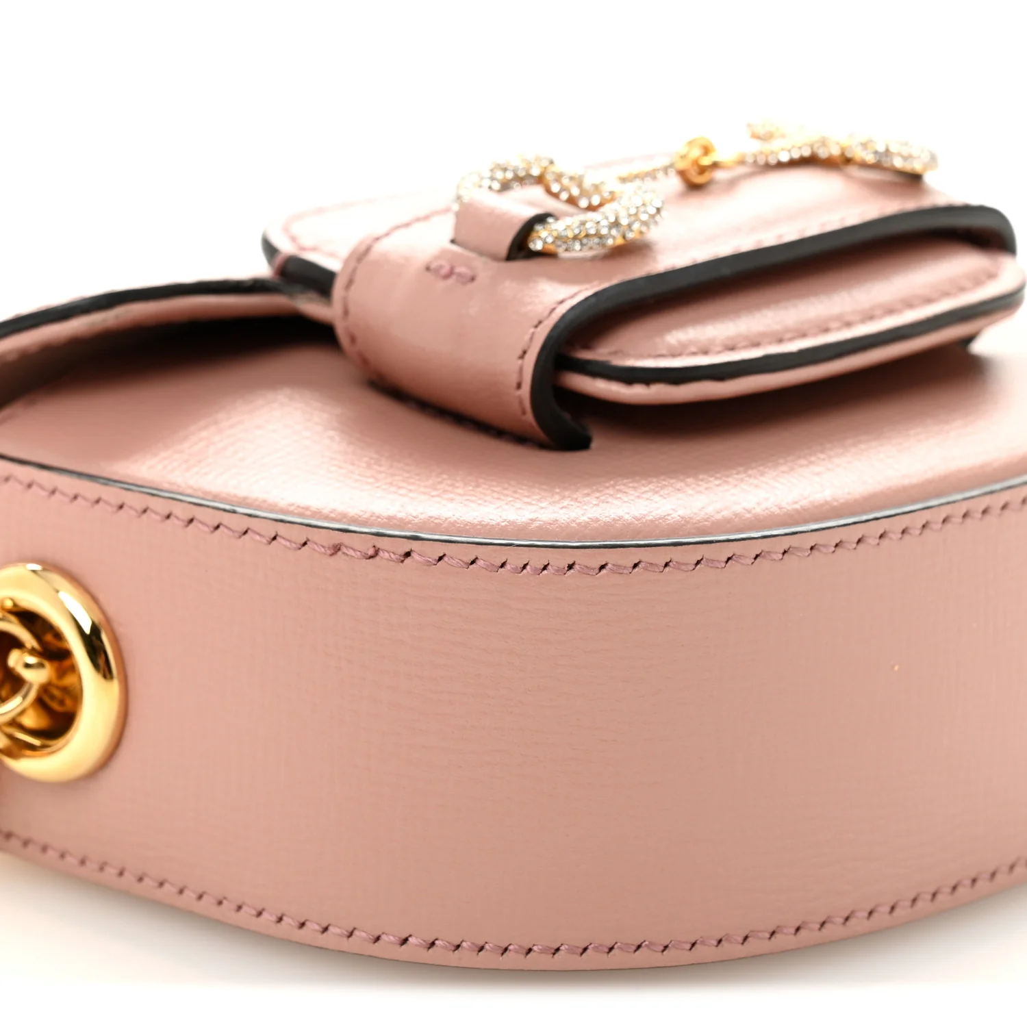 Azalea Calfskin Crystal GG Monogram Mini Horsebit 1955 Waist Bag Pink - Image 9