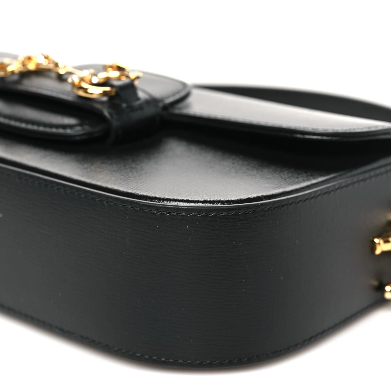 Azalea Calfskin Crystal Small Horsebit 1955 Bag Black - Image 10