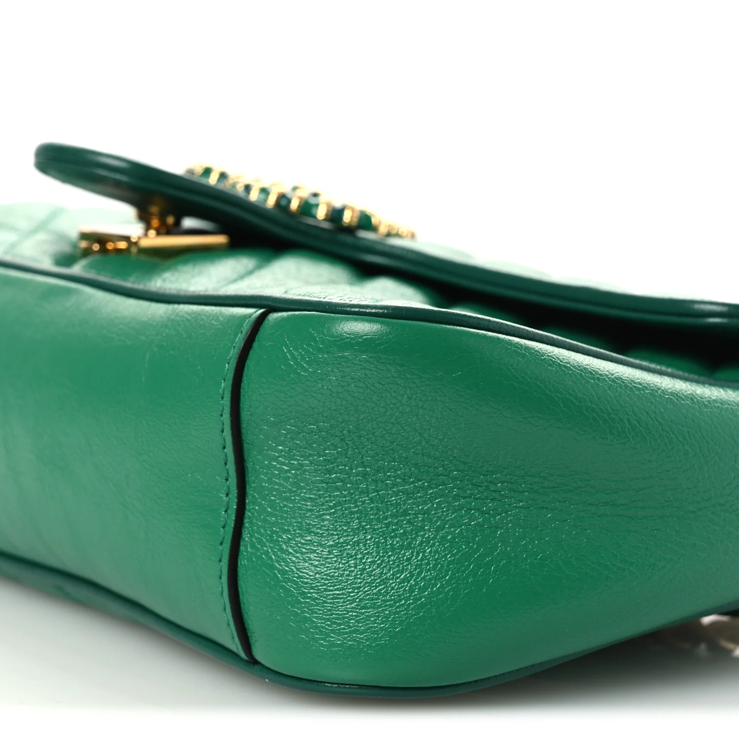 Azalea Calfskin Enamel Matelasse Diagonal Small Torchon GG Marmont Shoulder Bag New Shamarock Emerald - Image 10