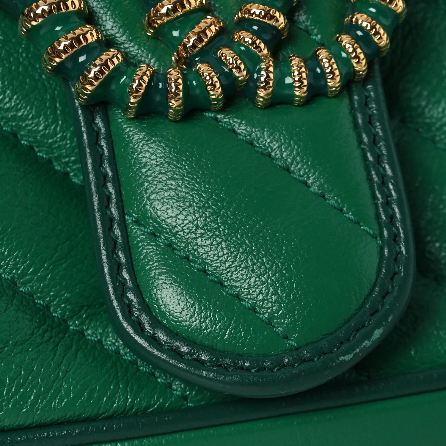 Azalea Calfskin Enamel Matelasse Diagonal Small Torchon GG Marmont Shoulder Bag New Shamarock Emerald - Image 15
