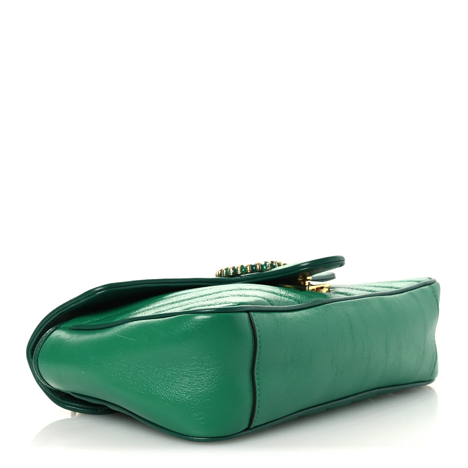 Azalea Calfskin Enamel Matelasse Diagonal Small Torchon GG Marmont Shoulder Bag New Shamarock Emerald - Image 4