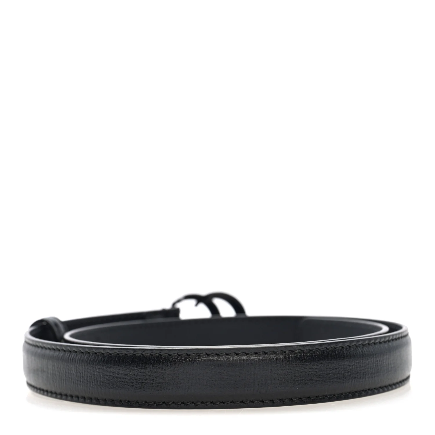 Azalea Calfskin Enamel Monochrome Double G 20mm Belt 70 28 Black - Image 2