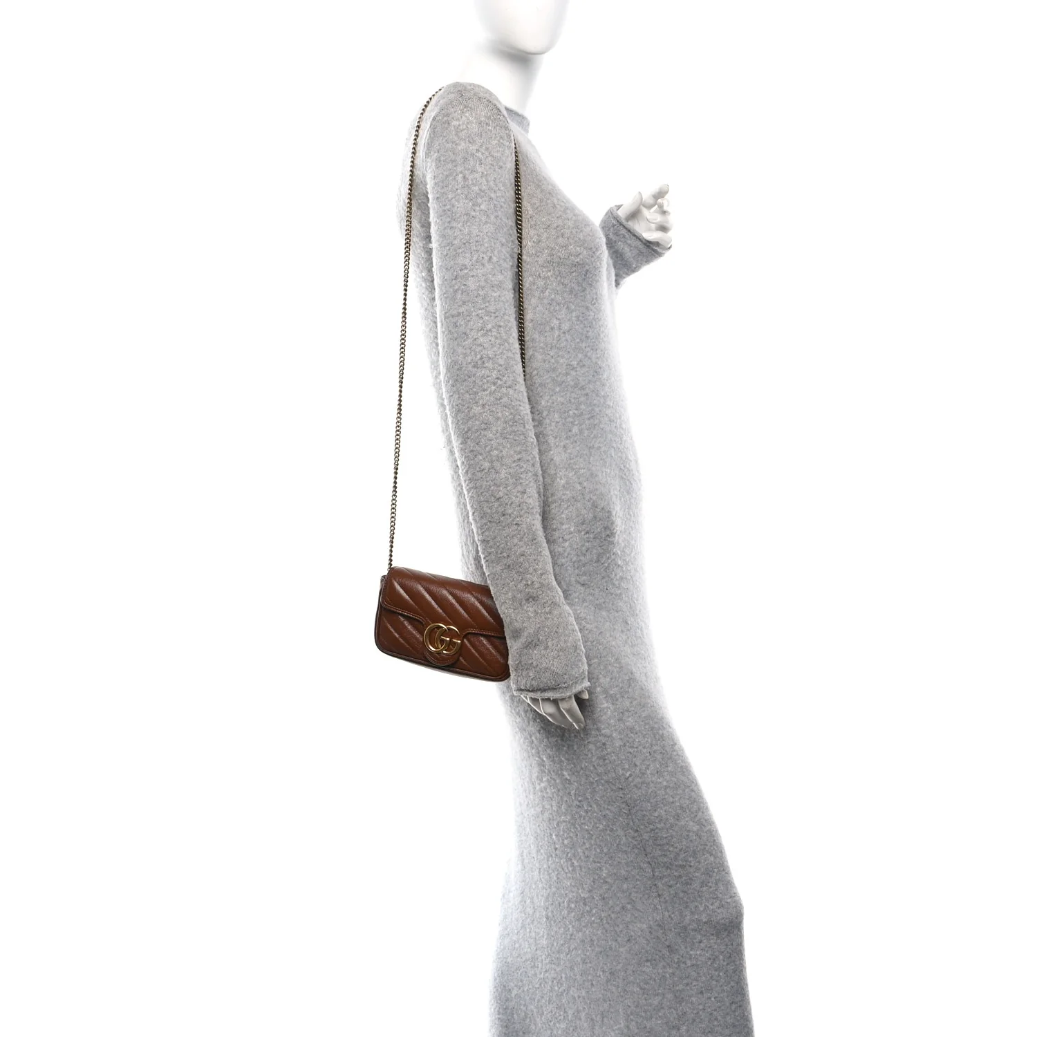 Azalea Calfskin Matelasse Diagonal Super Mini GG Marmont Shoulder Bag Cuir - Image 2