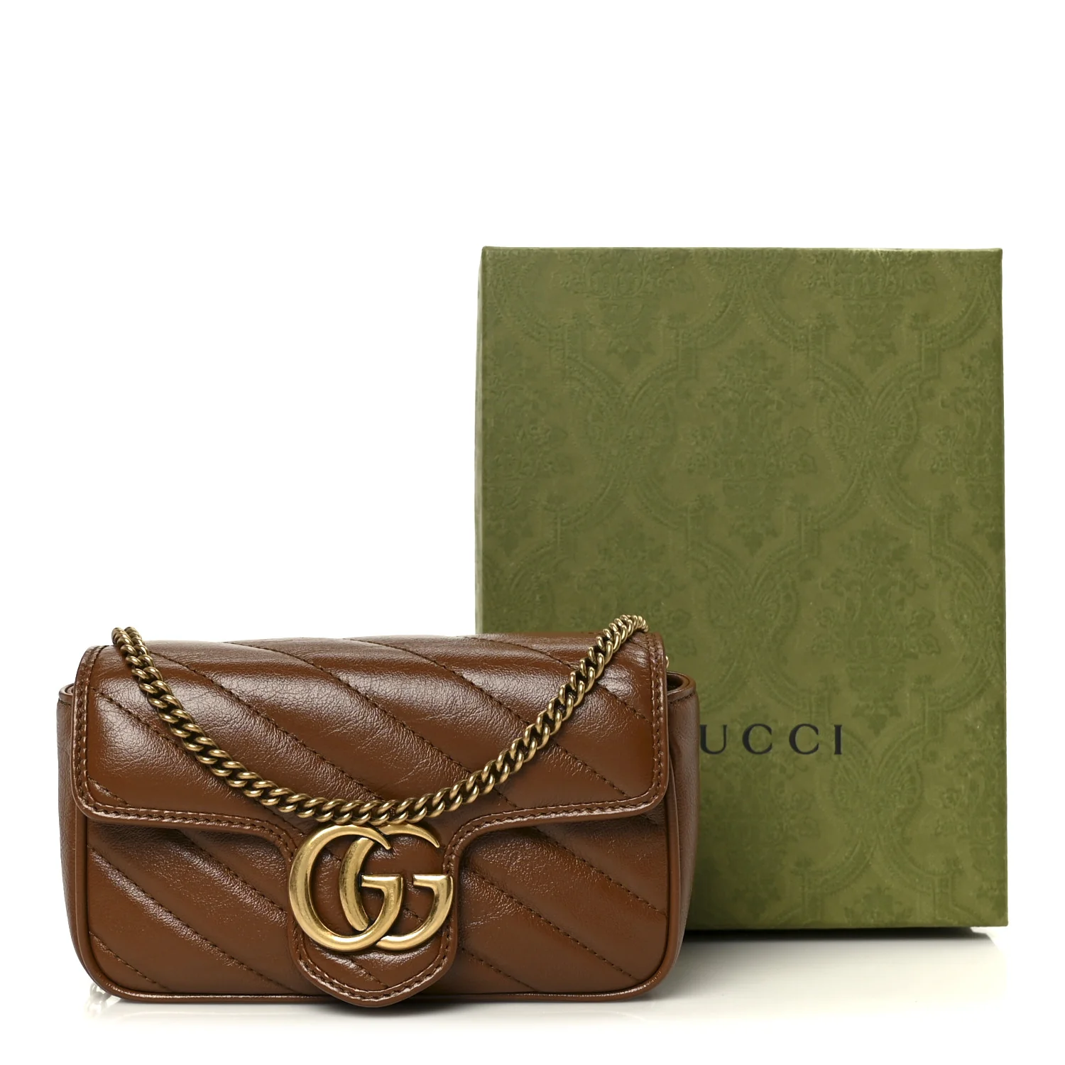 Azalea Calfskin Matelasse Diagonal Super Mini GG Marmont Shoulder Bag Cuir - Image 11