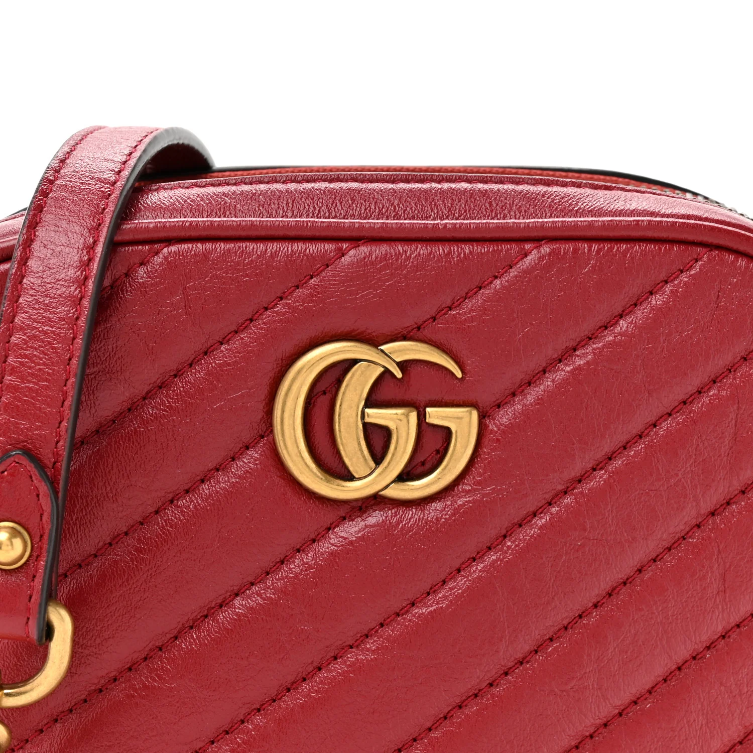 Azalea Calfskin Matelasse Diagonal Tall GG Marmont Crossbody Bag Romantic Cerise - Image 9