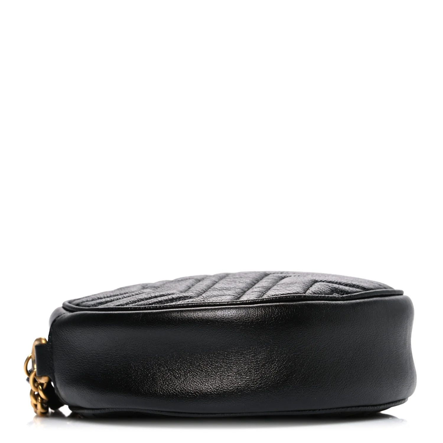 Azalea Calfskin Matelasse Heart Mini GG Marmont Round Shoulder Bag Black - Image 4
