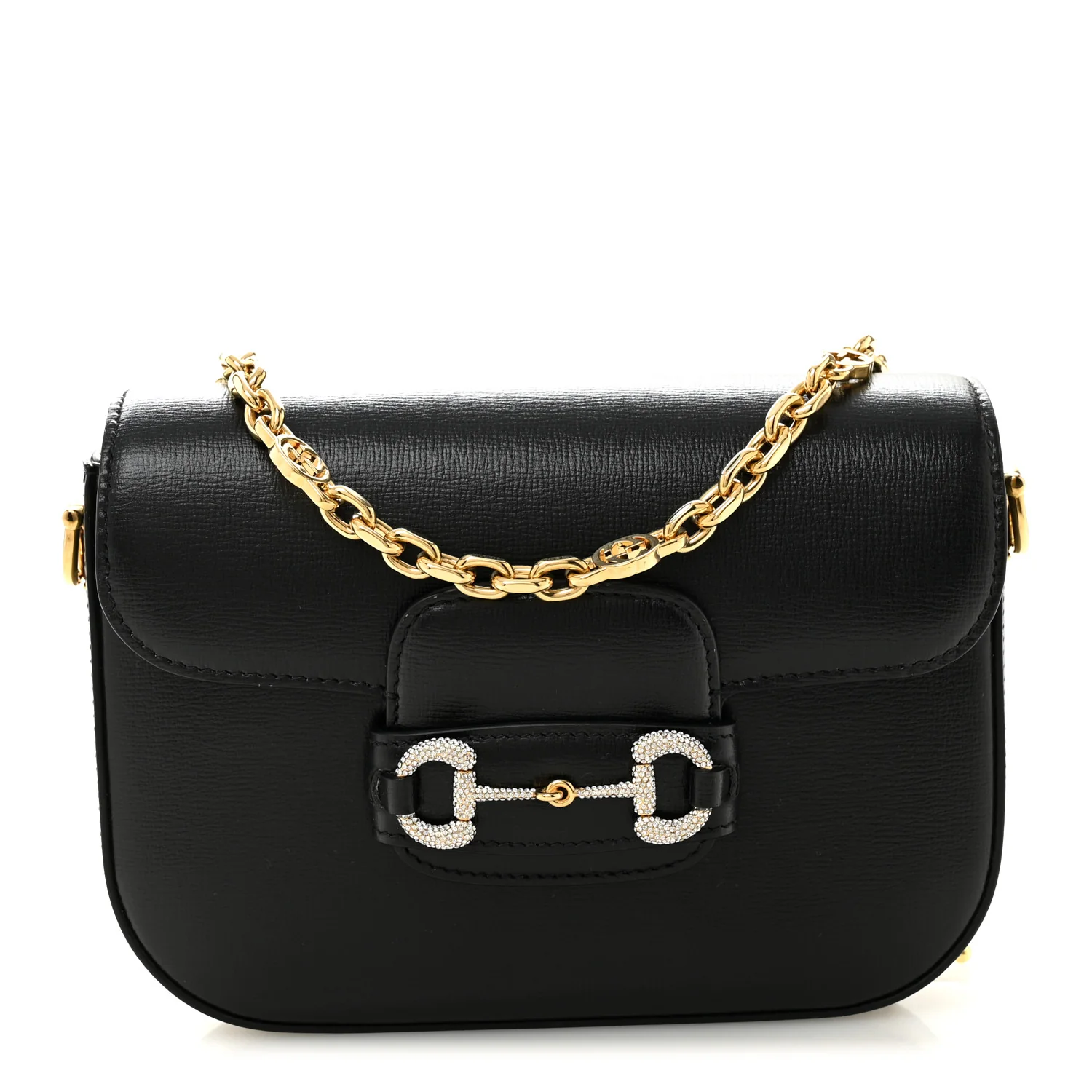 Azalea Calfskin Mini Crystal Horsebit 1955 Shoulder Bag Black