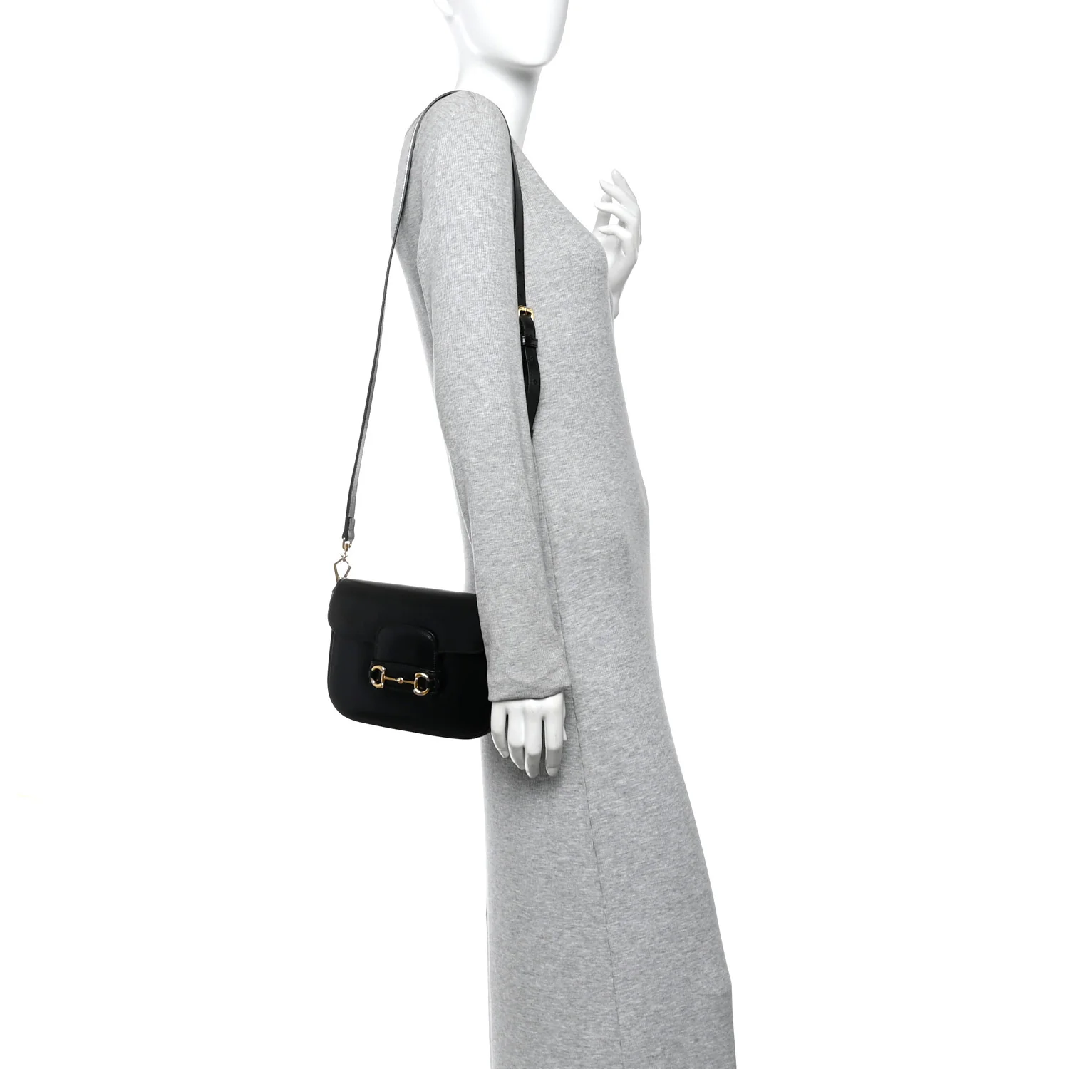 Azalea Calfskin Web Mini Horsebit 1955 Shoulder Bag Black - Image 2