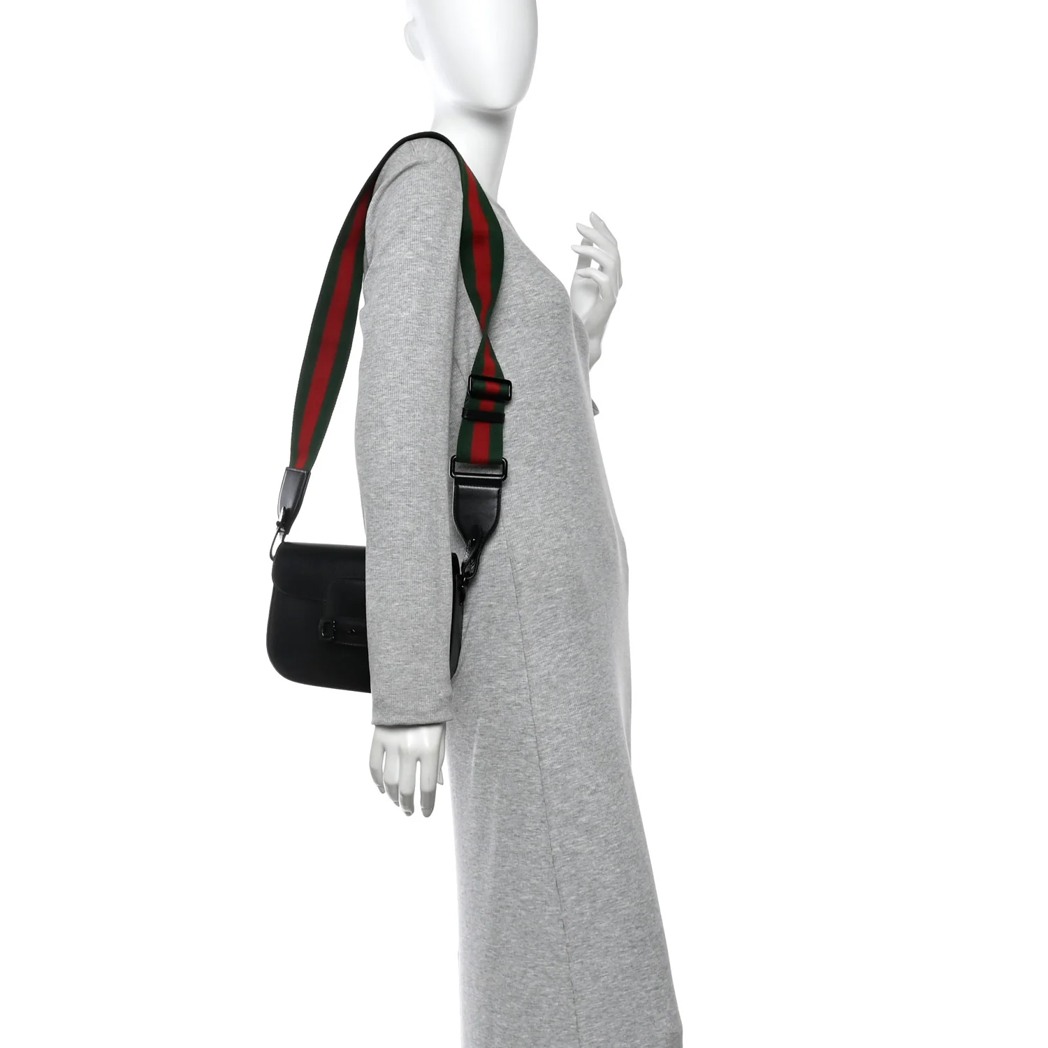 Azalea Calfskin Web Monochrome Small Horsebit 1955 Shoulder Bag Black - Image 2