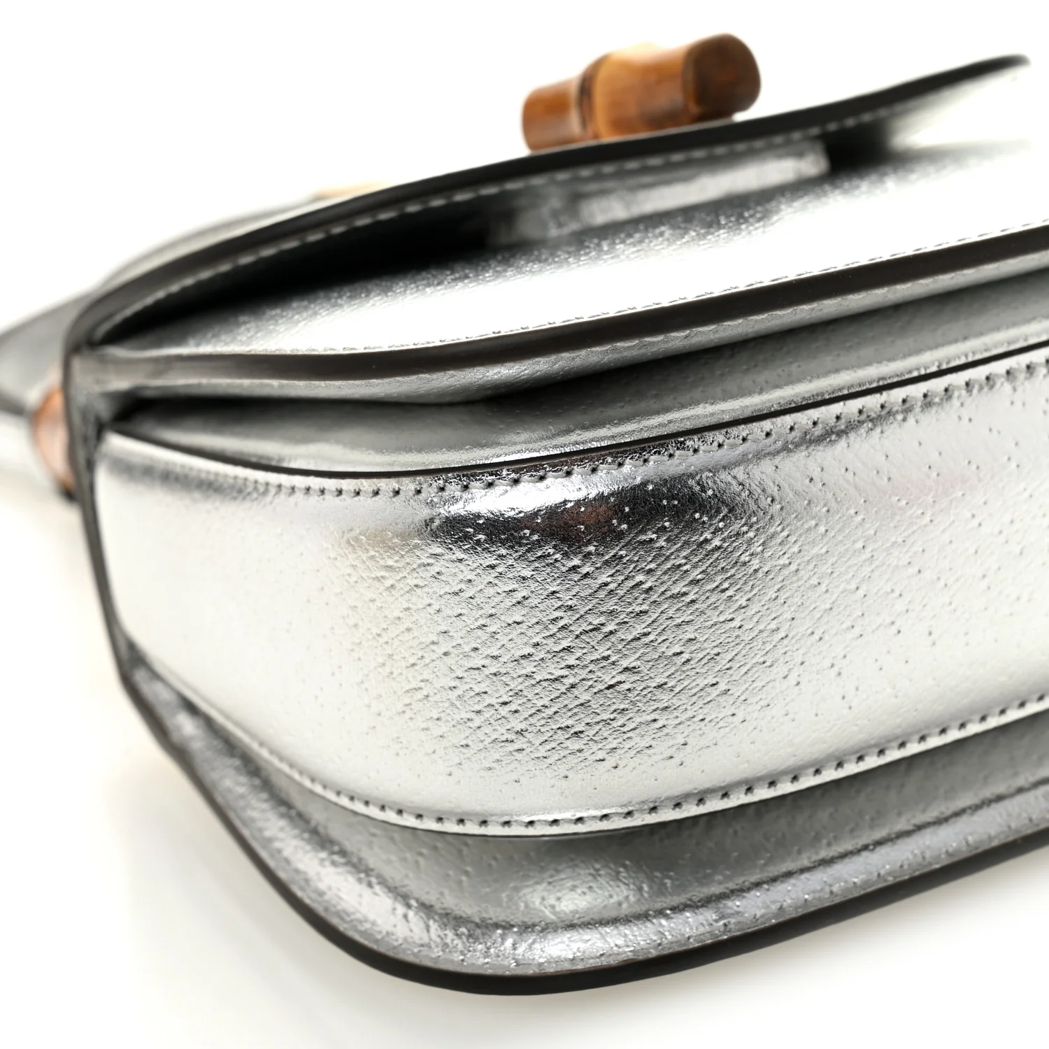 Boarded Dyana Lux Calfskin Mini Bamboo 1947 Top Handle Bag Silver - Image 8