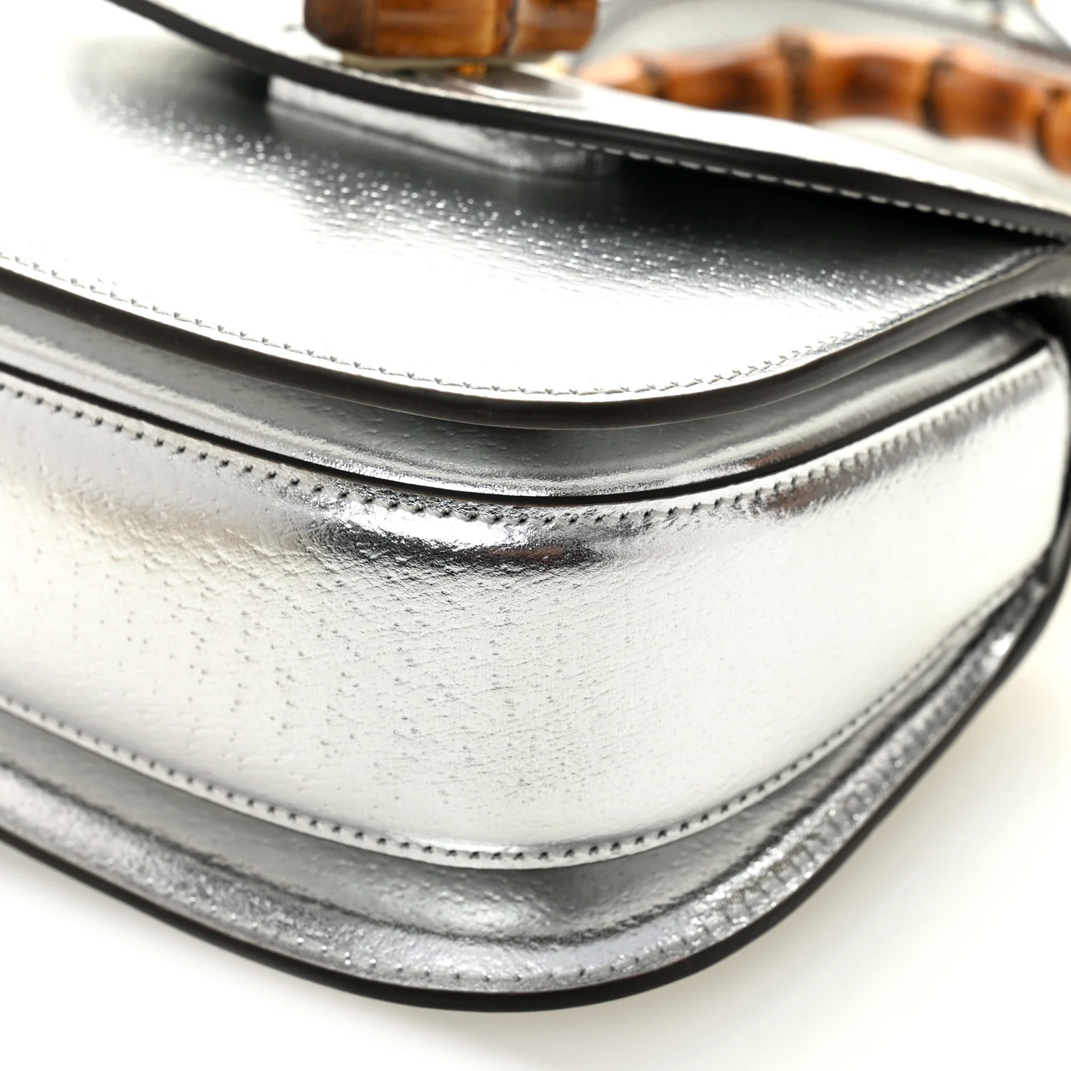 Boarded Dyana Lux Calfskin Mini Bamboo 1947 Top Handle Bag Silver - Image 9