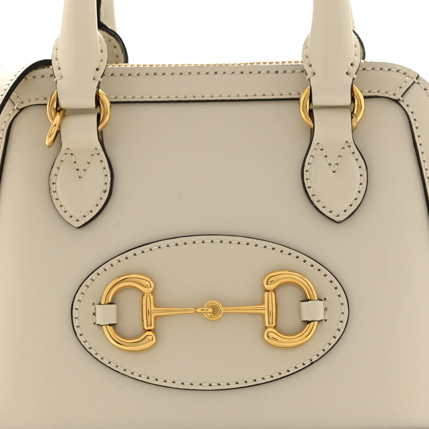 Boarded Plutone Calfskin Mini Horsebit 1955 Top Handle Bag Mystic White - Image 9