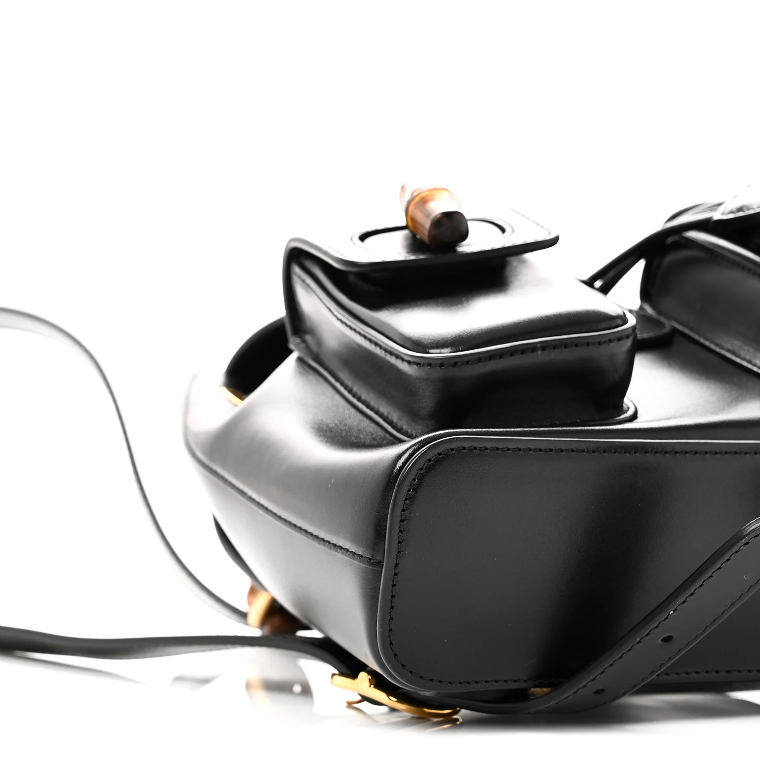 Calfskin Bamboo Backpack Black - Image 9