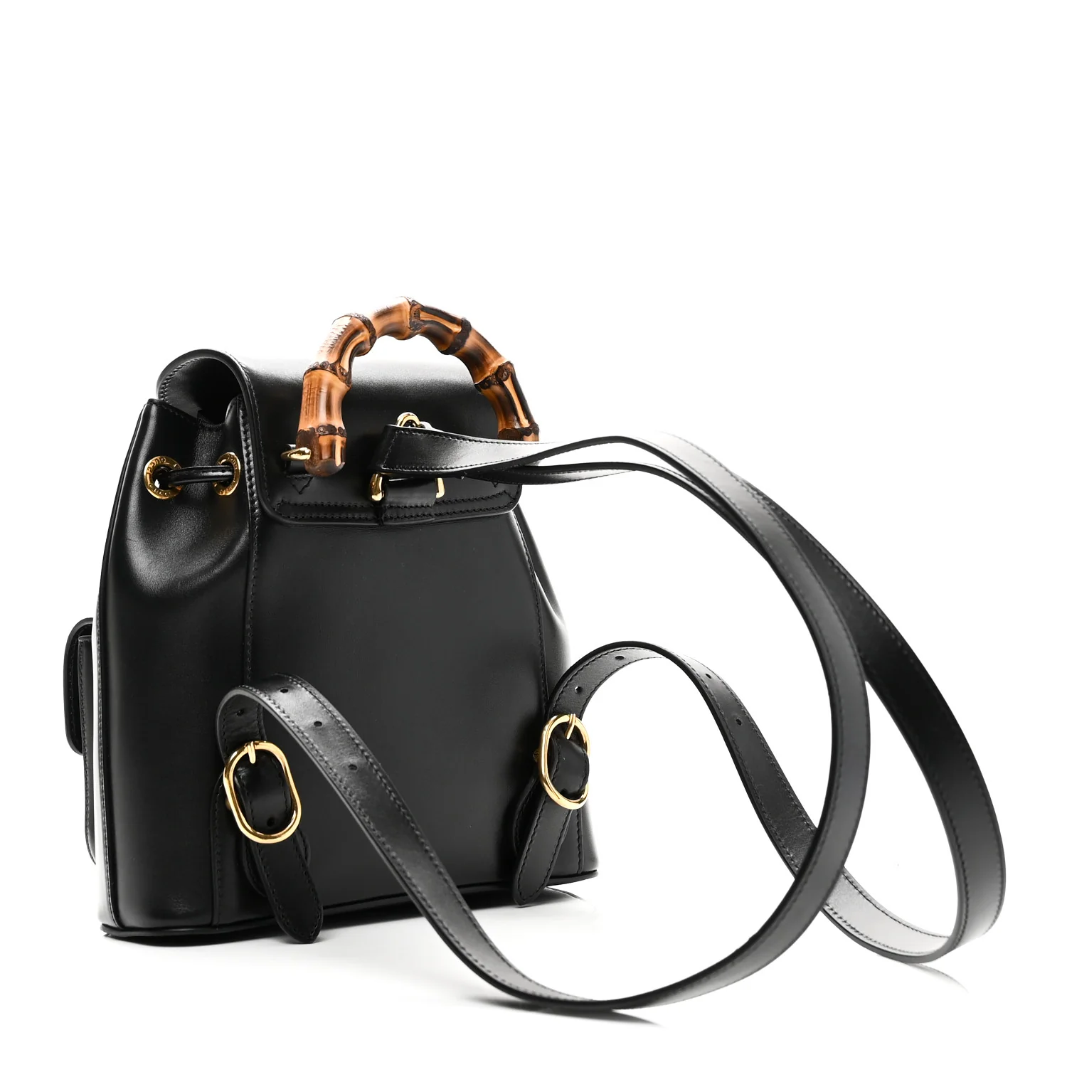 Calfskin Bamboo Backpack Black - Image 3