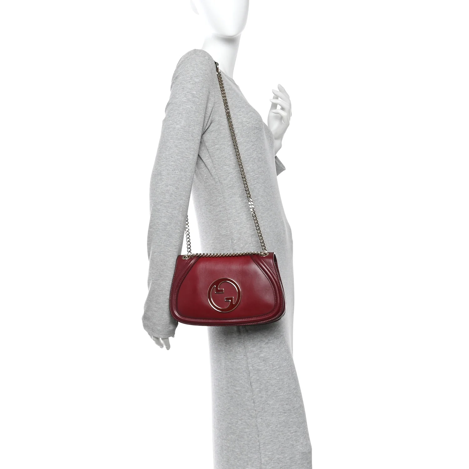 Calfskin Blondie Medium Shoulder Bag Dark Red - Image 2