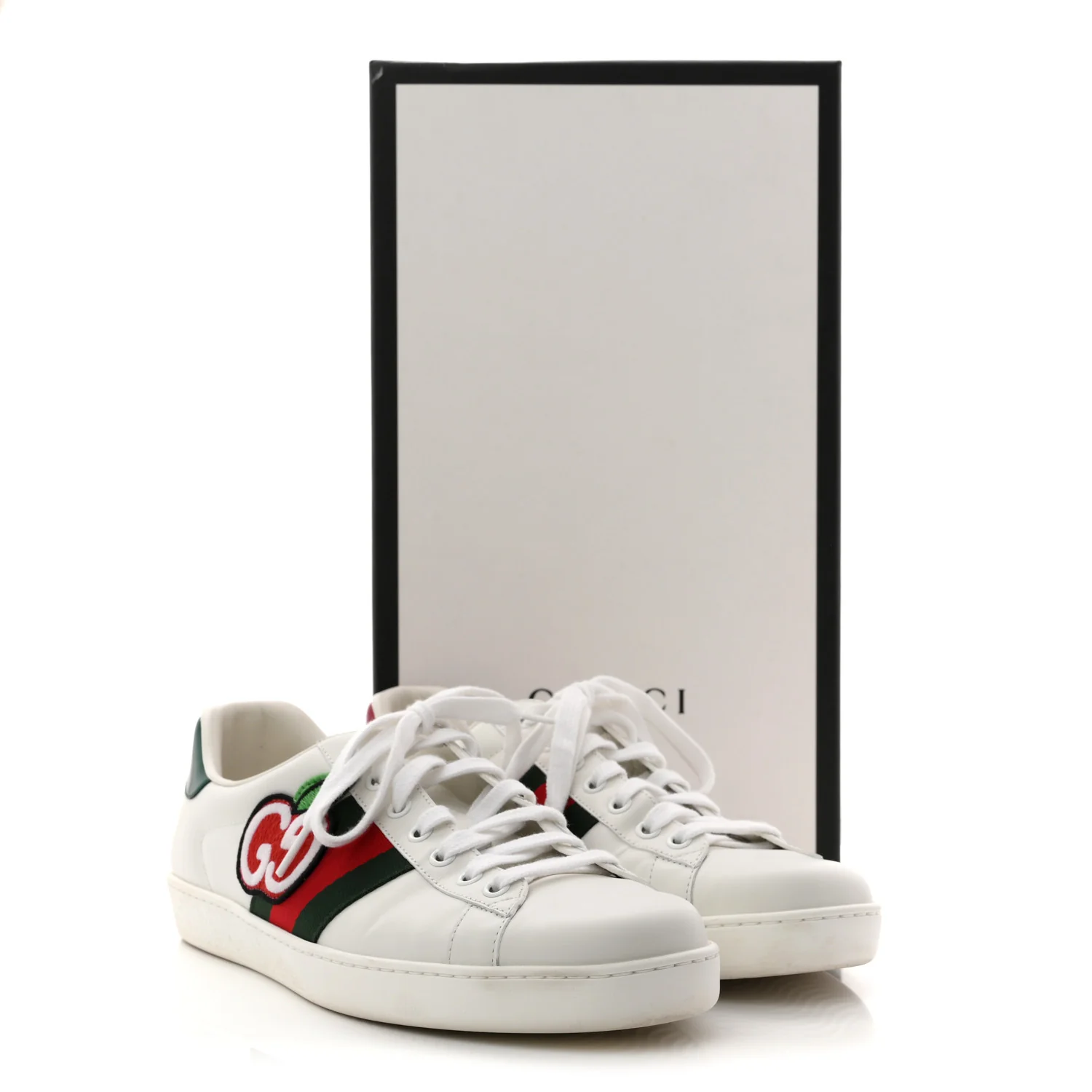 Calfskin Crocodile Web Mens Ace Sneakers 8 White Green - Image 13
