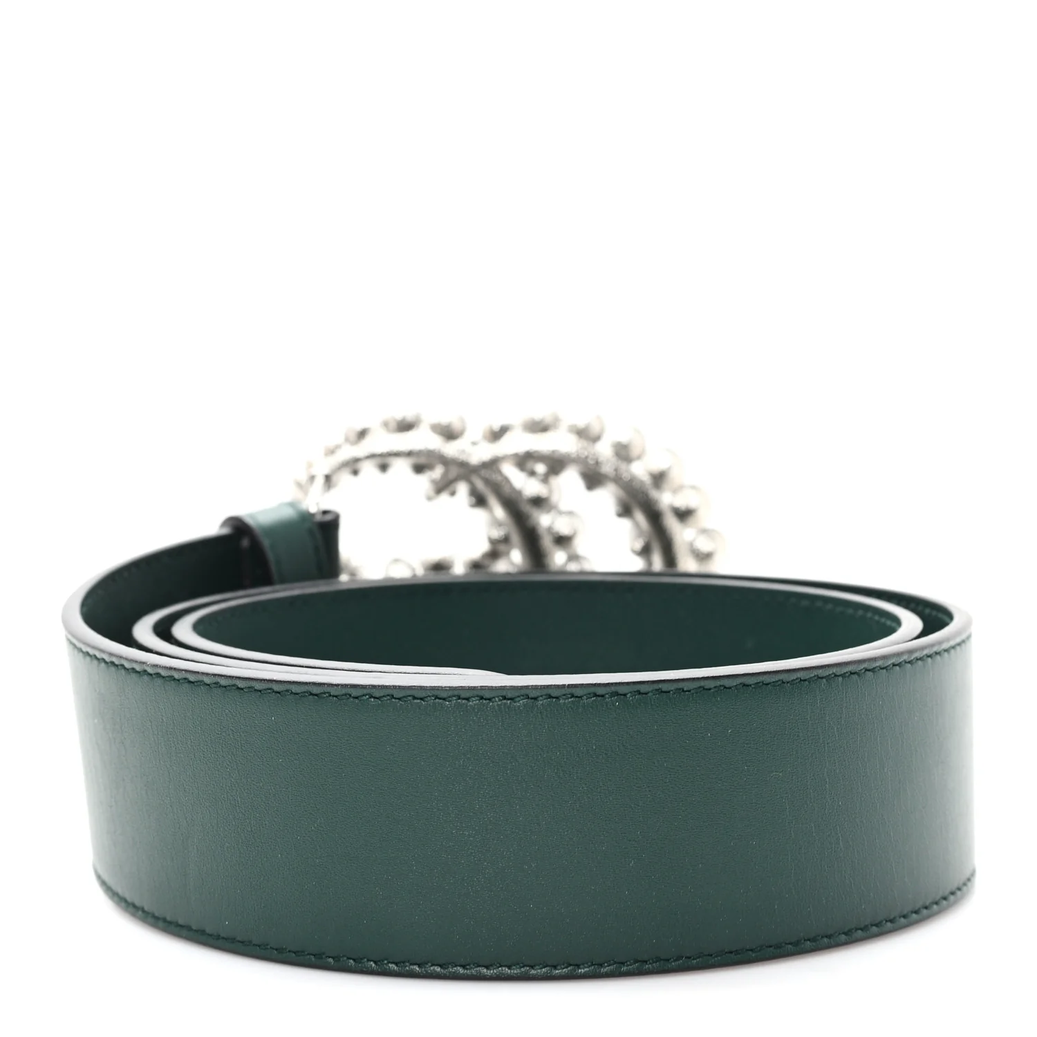 Calfskin Crystal Double G 40mm Belt 80 32 Emerald - Image 2