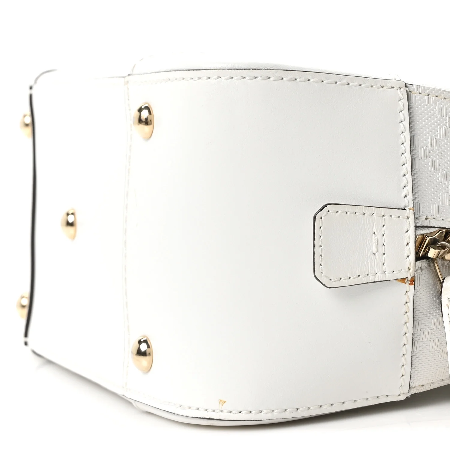 Calfskin Diamante Small Top Handle Bag White - Image 10
