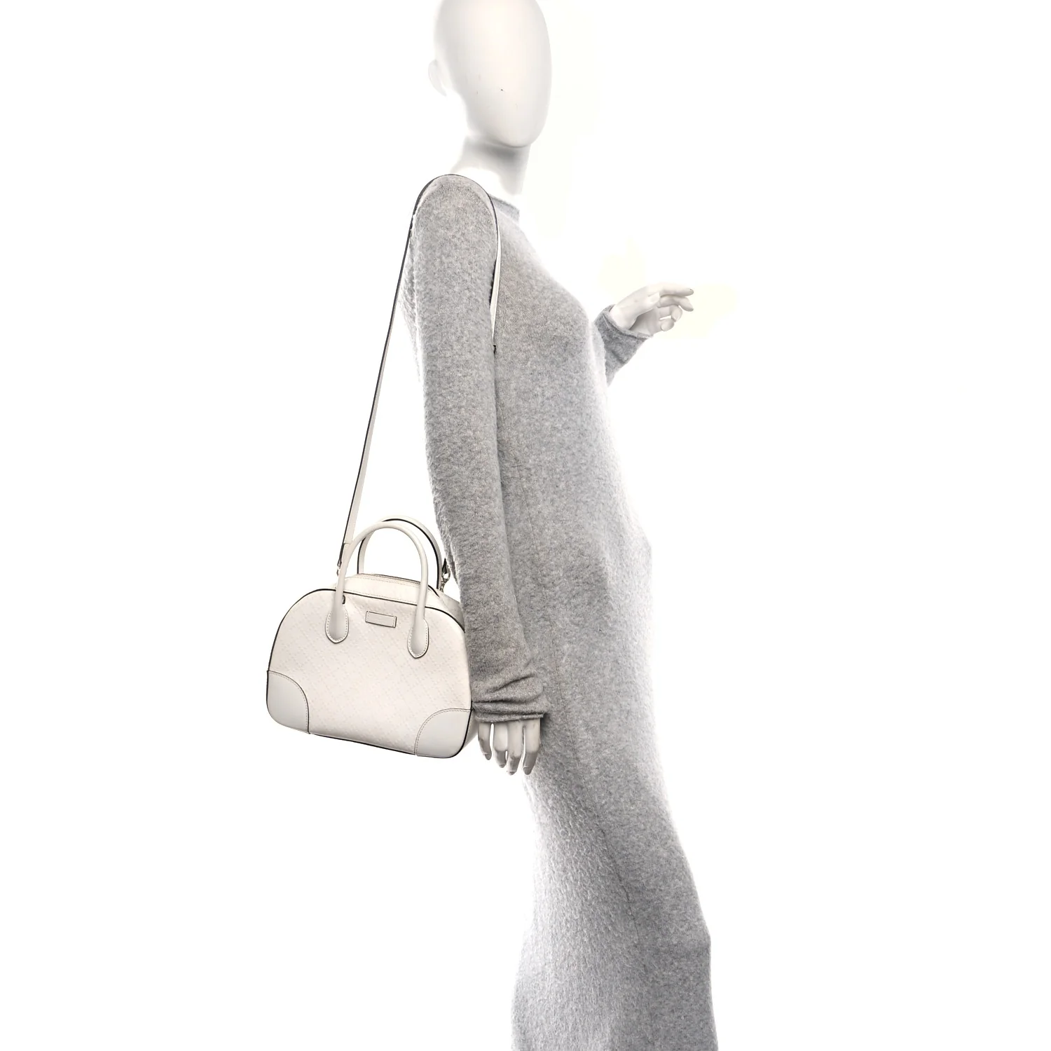 Calfskin Diamante Small Top Handle Bag White - Image 2