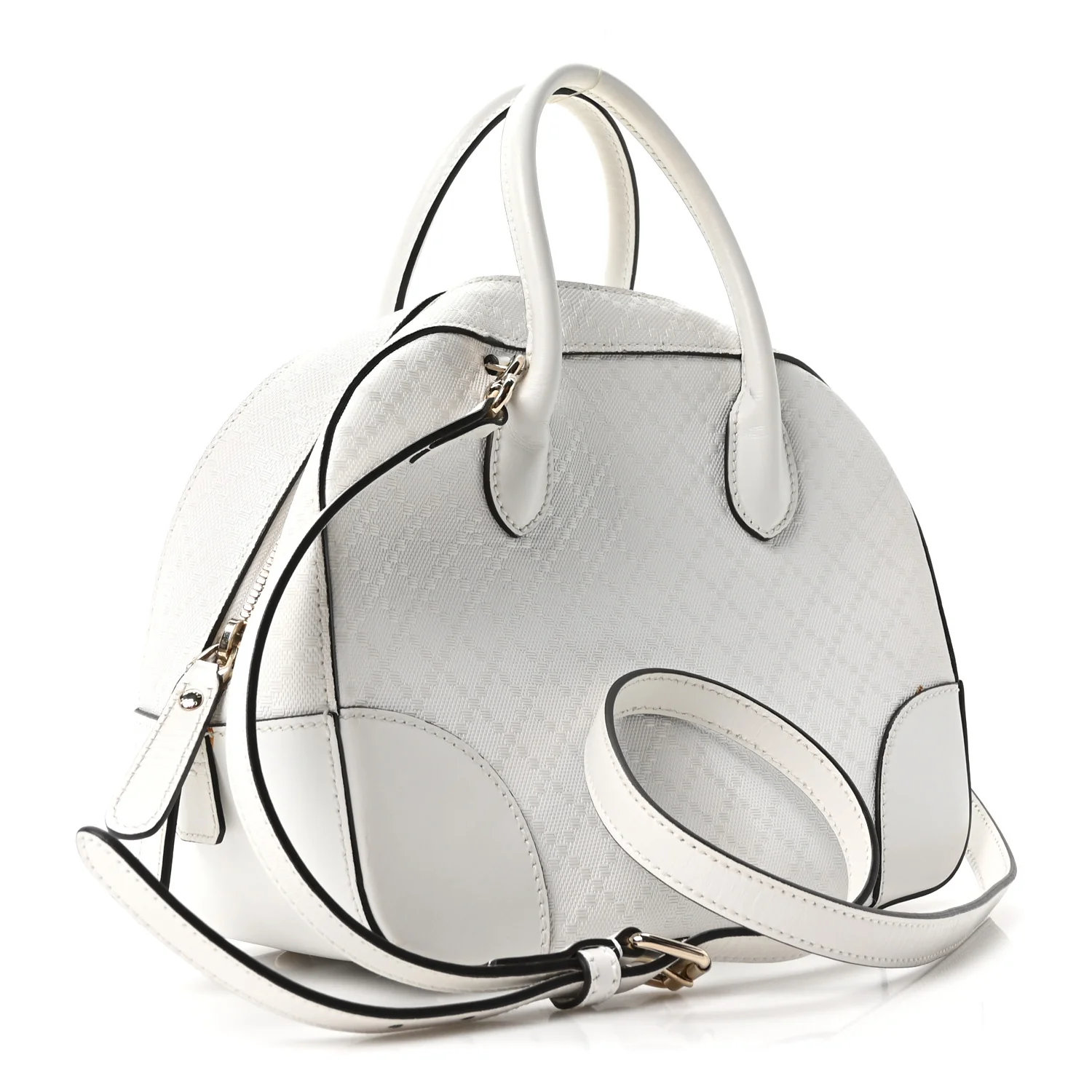 Calfskin Diamante Small Top Handle Bag White - Image 3