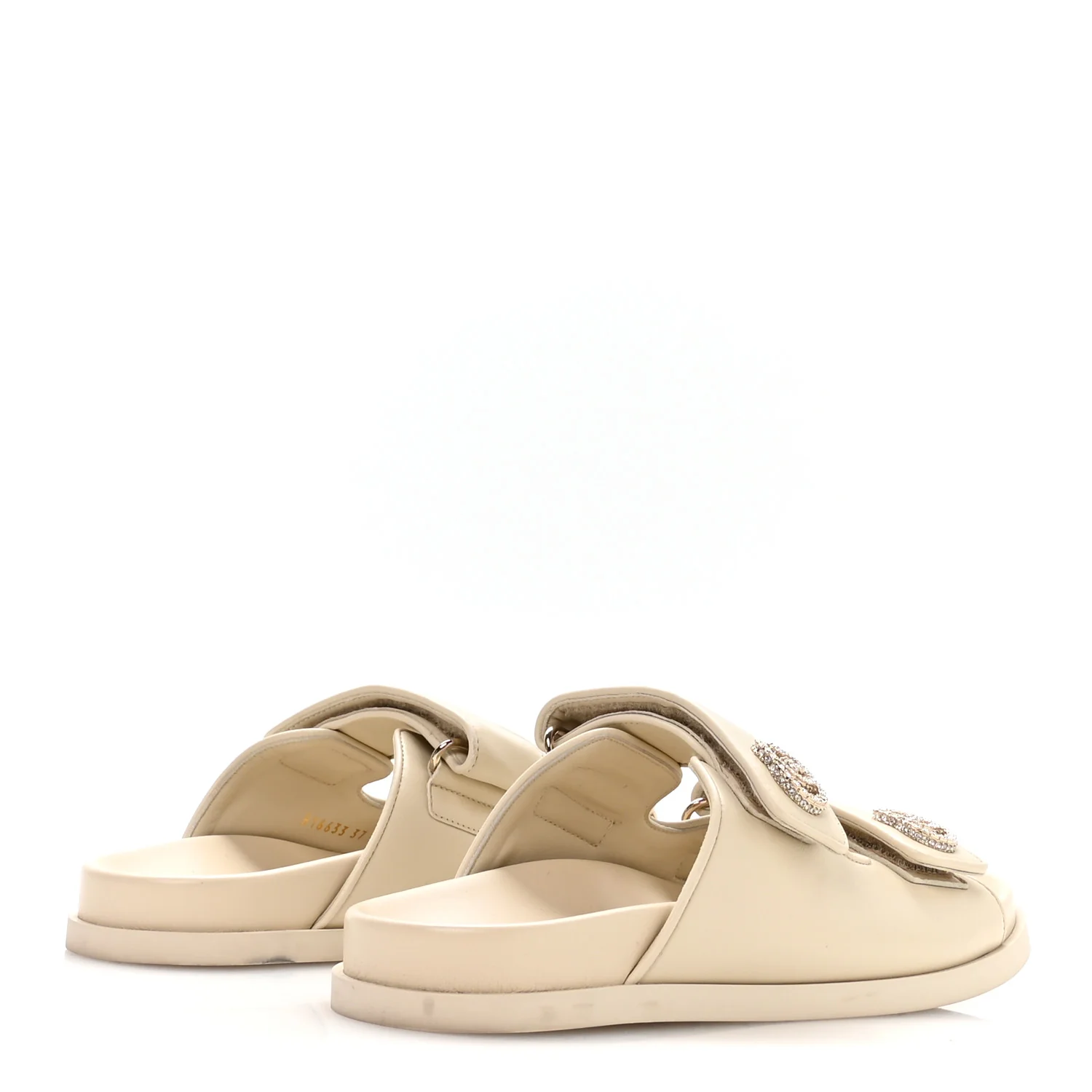 Calfskin Double G Crystal Womens Isla Dad Sandals 37 Ivory - Image 5