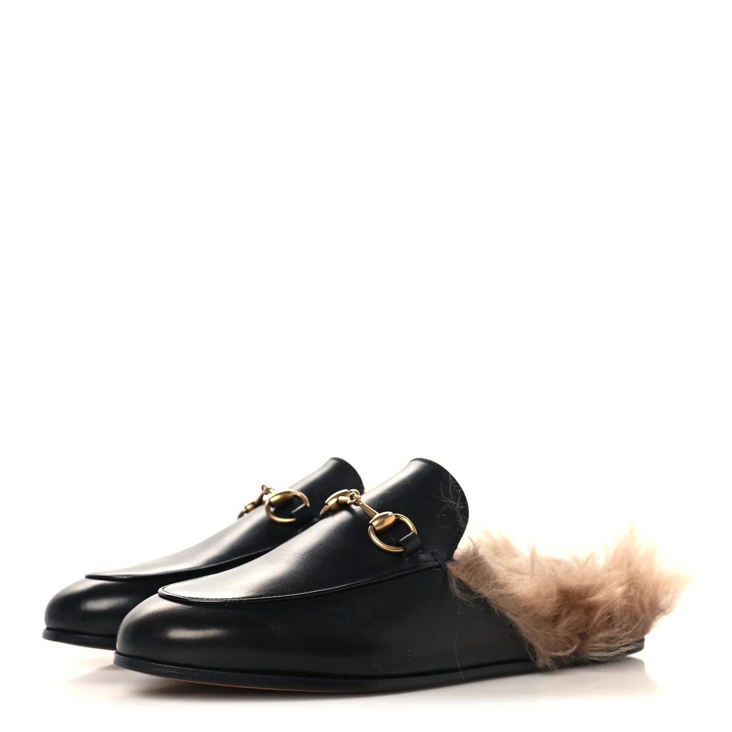 Calfskin Fur Womens Princetown Slippers 35 Black - Image 4