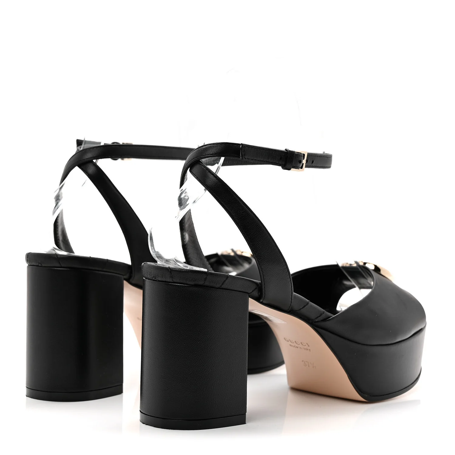 Calfskin GG Charlotte Ankle Wrap 30/85mm Platform Sandals 37.5 Black - Image 4