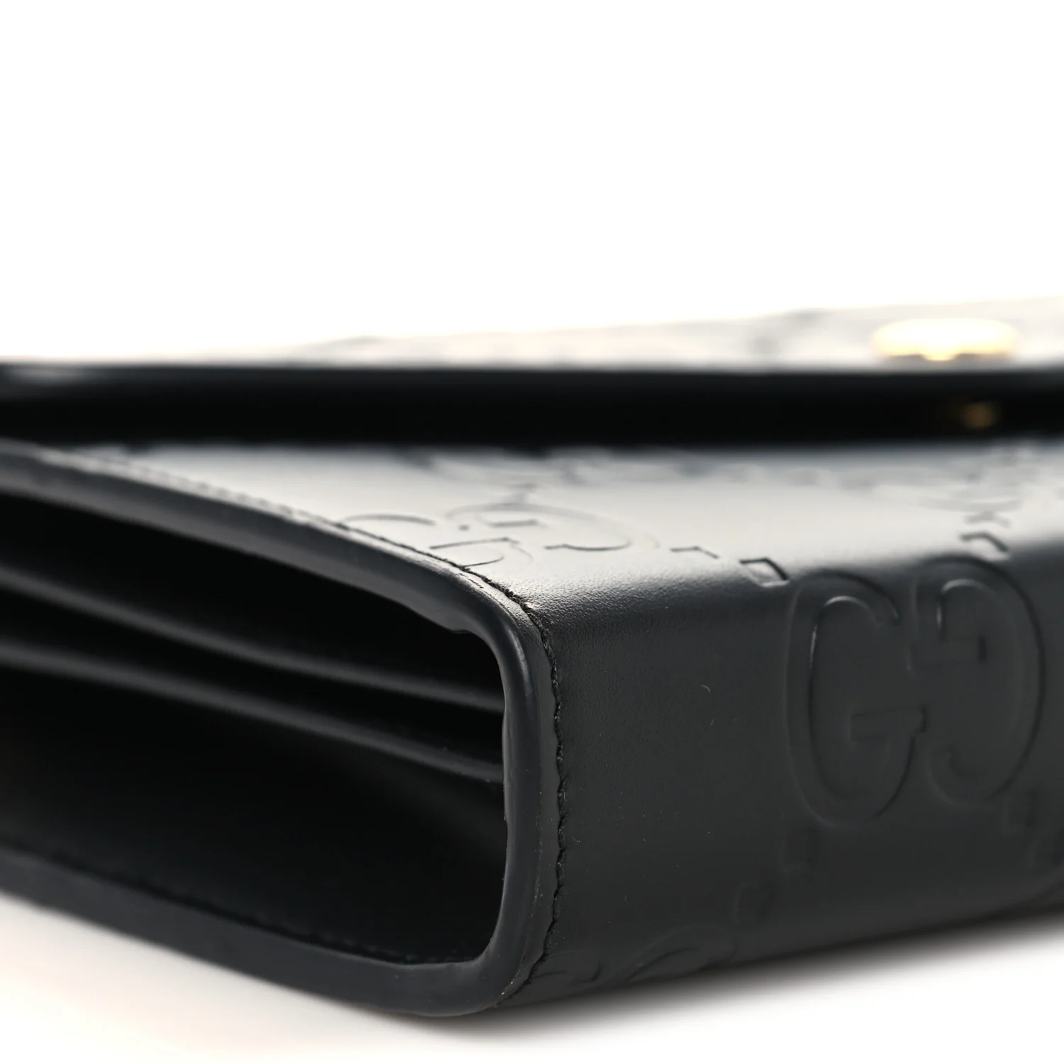 Calfskin GG Debossed Chain Wallet Black - Image 8