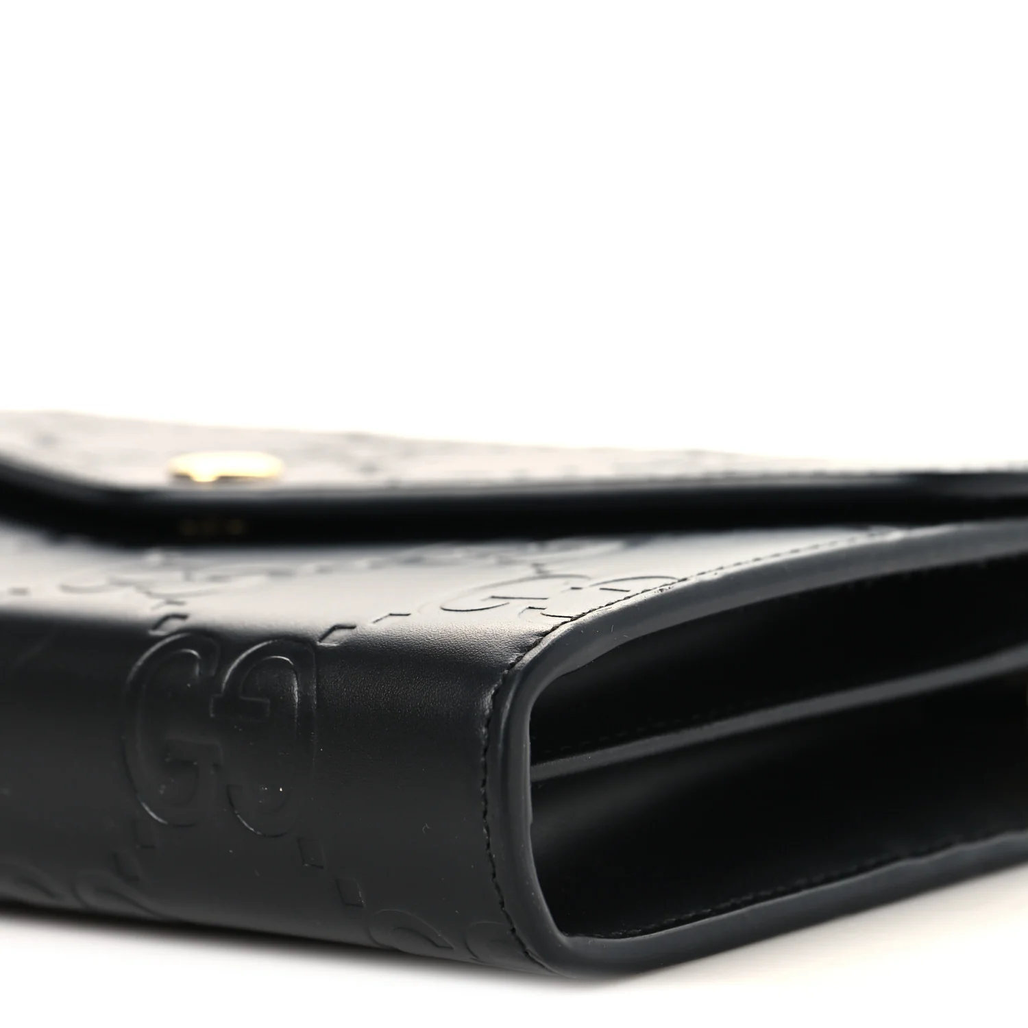 Calfskin GG Debossed Chain Wallet Black - Image 9