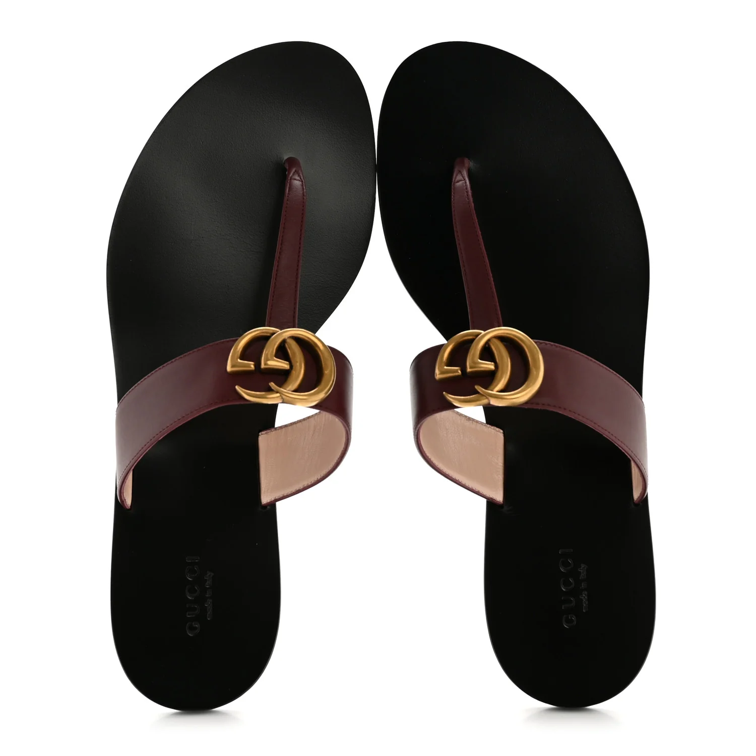 Calfskin GG Marmont Thong Sandals 40 Vintage Bordeaux - Image 2