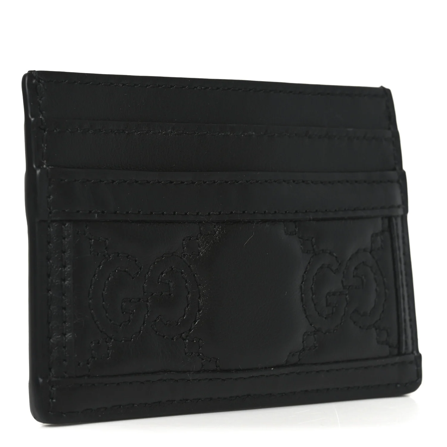 Calfskin GG Matelasse Card Holder Black - Image 3
