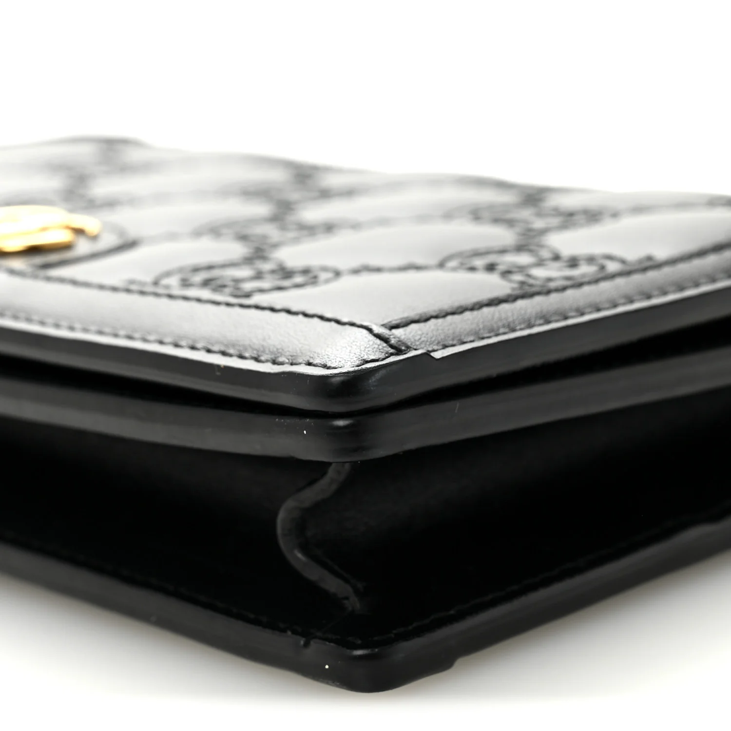 Calfskin GG Matelasse Chain Wallet Black - Image 9